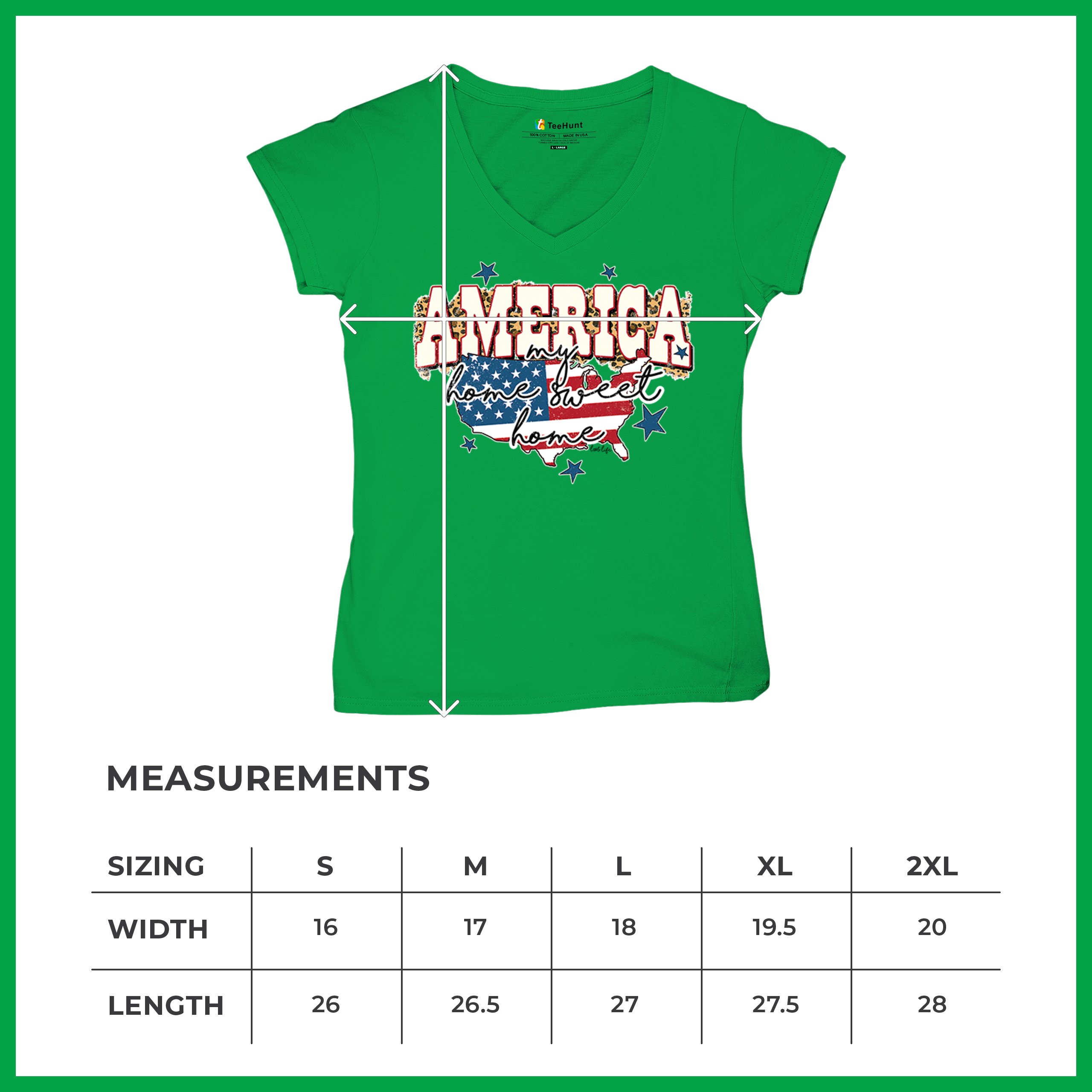 America My Home Sweet Home Women's V-Neck T-shirt 4th of July USA Patriot Tee - Picture 50 of 71