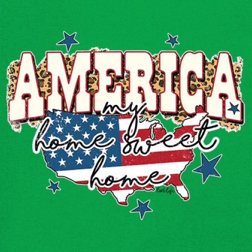 America My Home Sweet Home Women's V-Neck T-shirt 4th of July USA Patriot Tee - Picture 46 of 71