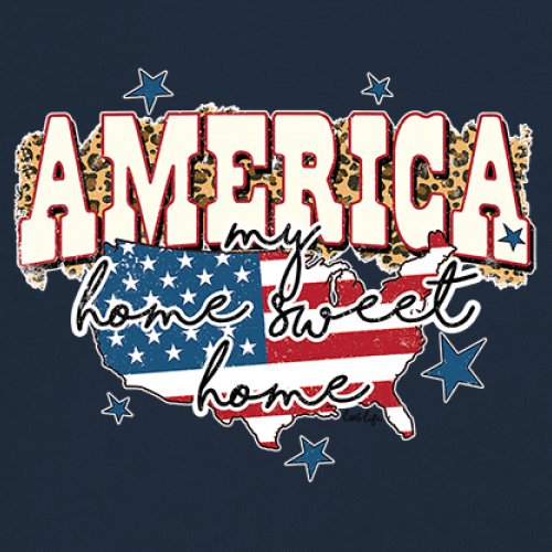 America My Home Sweet Home Women's V-Neck T-shirt 4th of July USA Patriot Tee - Picture 39 of 71