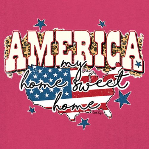 America My Home Sweet Home Women's V-Neck T-shirt 4th of July USA Patriot Tee - Picture 60 of 71