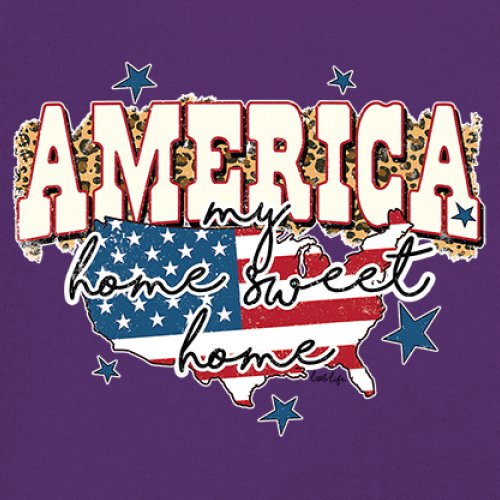America My Home Sweet Home Women's V-Neck T-shirt 4th of July USA Patriot Tee - Picture 18 of 71