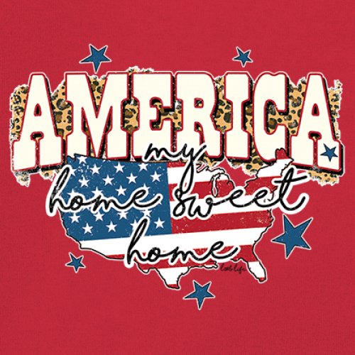 America My Home Sweet Home Women's V-Neck T-shirt 4th of July USA Patriot Tee - Picture 25 of 71