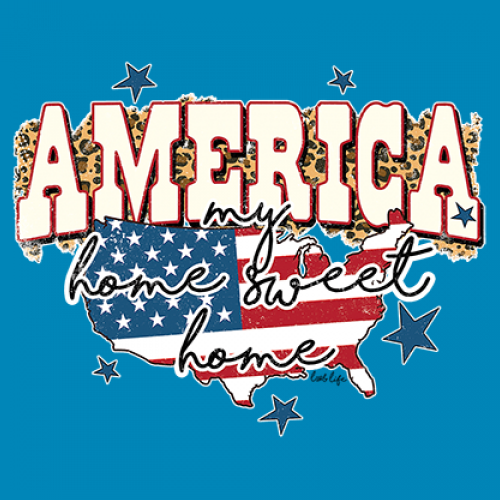 America My Home Sweet Home Women's V-Neck T-shirt 4th of July USA Patriot Tee - Picture 67 of 71