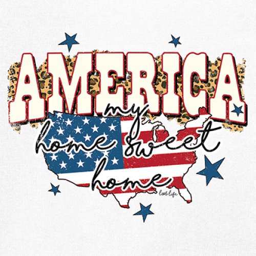 America My Home Sweet Home Women's V-Neck T-shirt 4th of July USA Patriot Tee - Picture 32 of 71