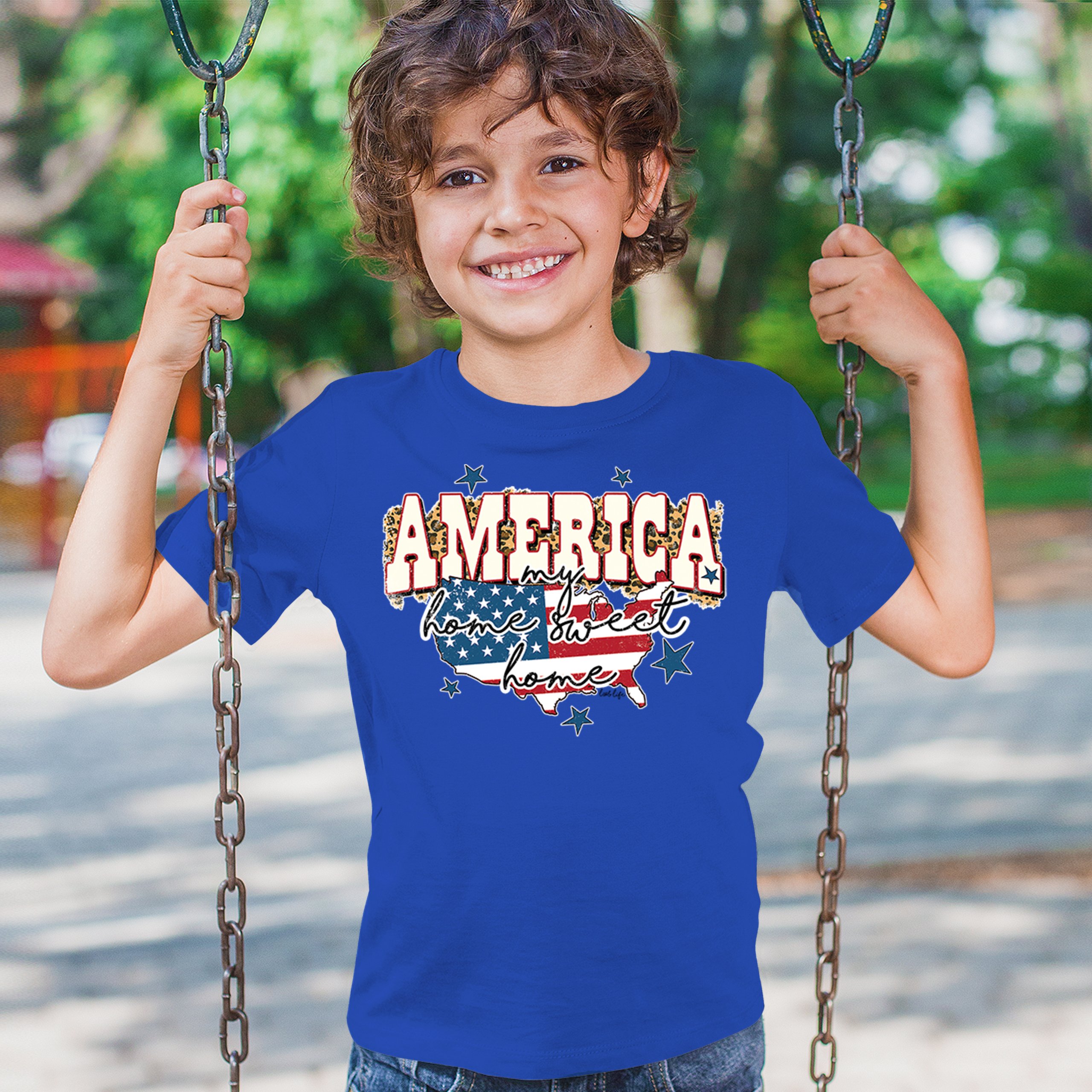 America My Home Sweet Home Youth T-shirt 4th of July Patriotic Flag Pride Kids - Picture 40 of 50