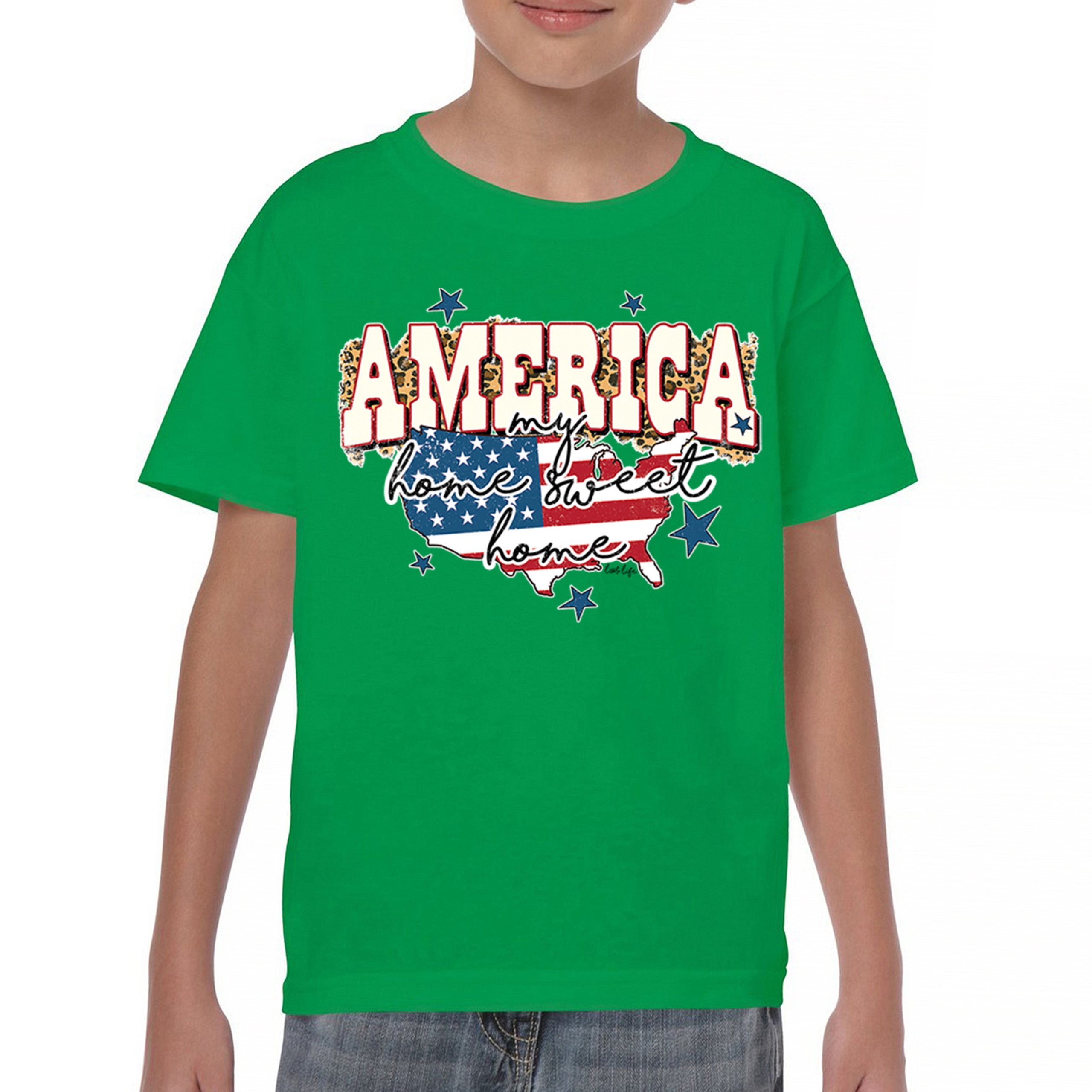 America My Home Sweet Home Youth T-shirt 4th of July Patriotic Flag Pride Kids - Picture 30 of 50