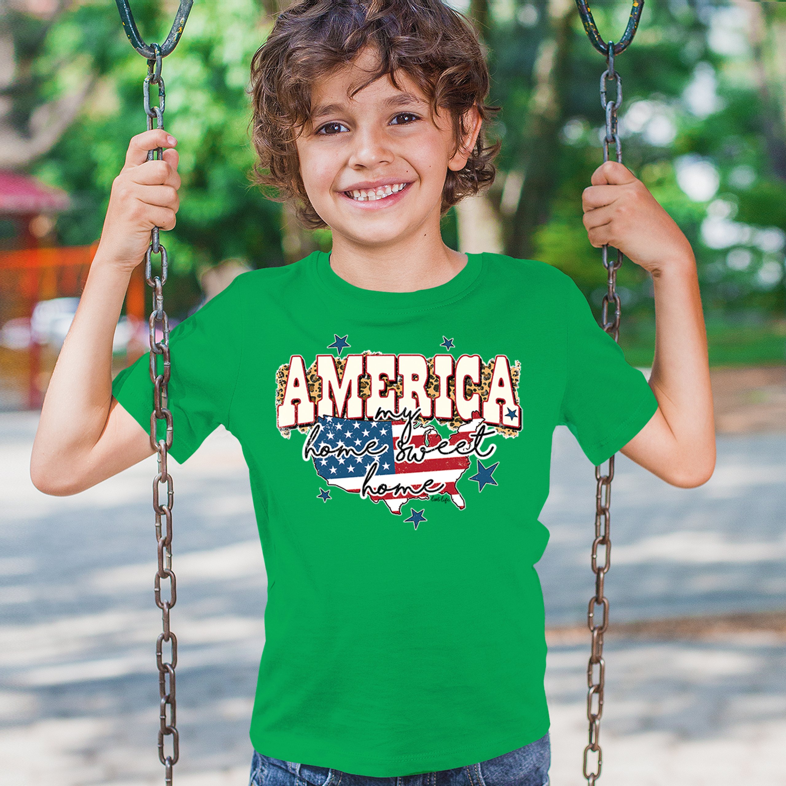America My Home Sweet Home Youth T-shirt 4th of July Patriotic Flag Pride Kids - Picture 33 of 50