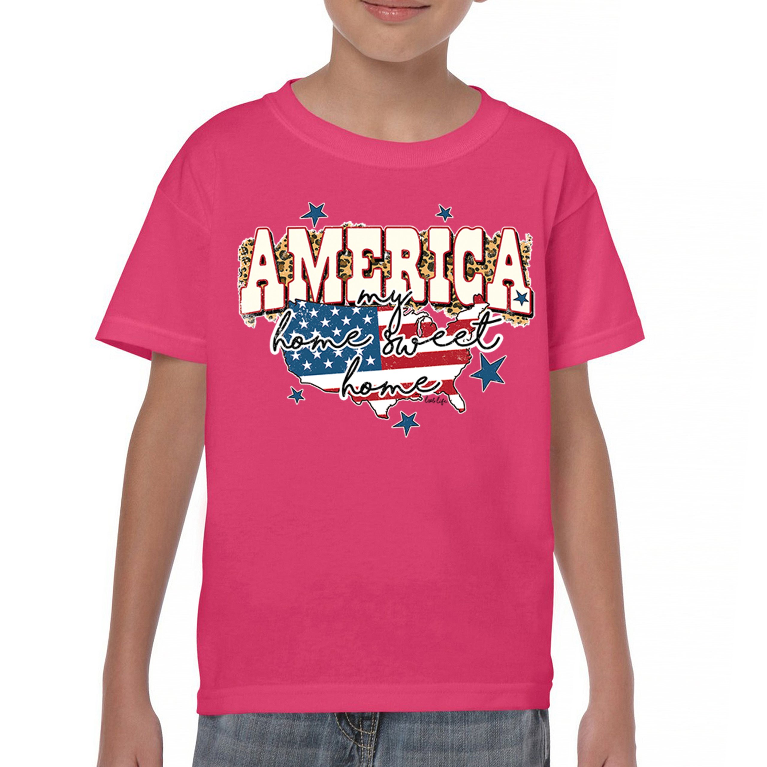 America My Home Sweet Home Youth T-shirt 4th of July Patriotic Flag Pride Kids - Picture 44 of 50
