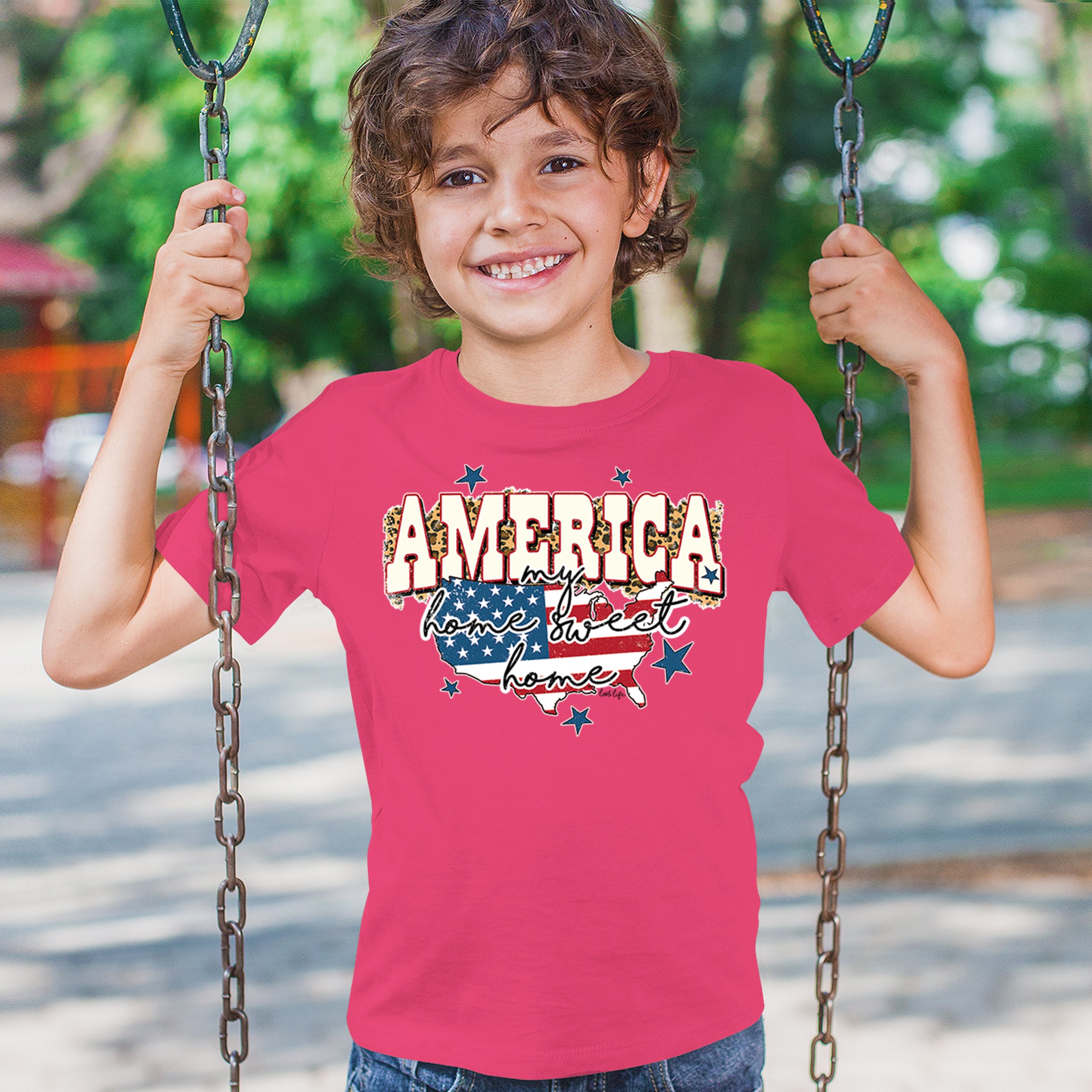 America My Home Sweet Home Youth T-shirt 4th of July Patriotic Flag Pride Kids - Picture 47 of 50
