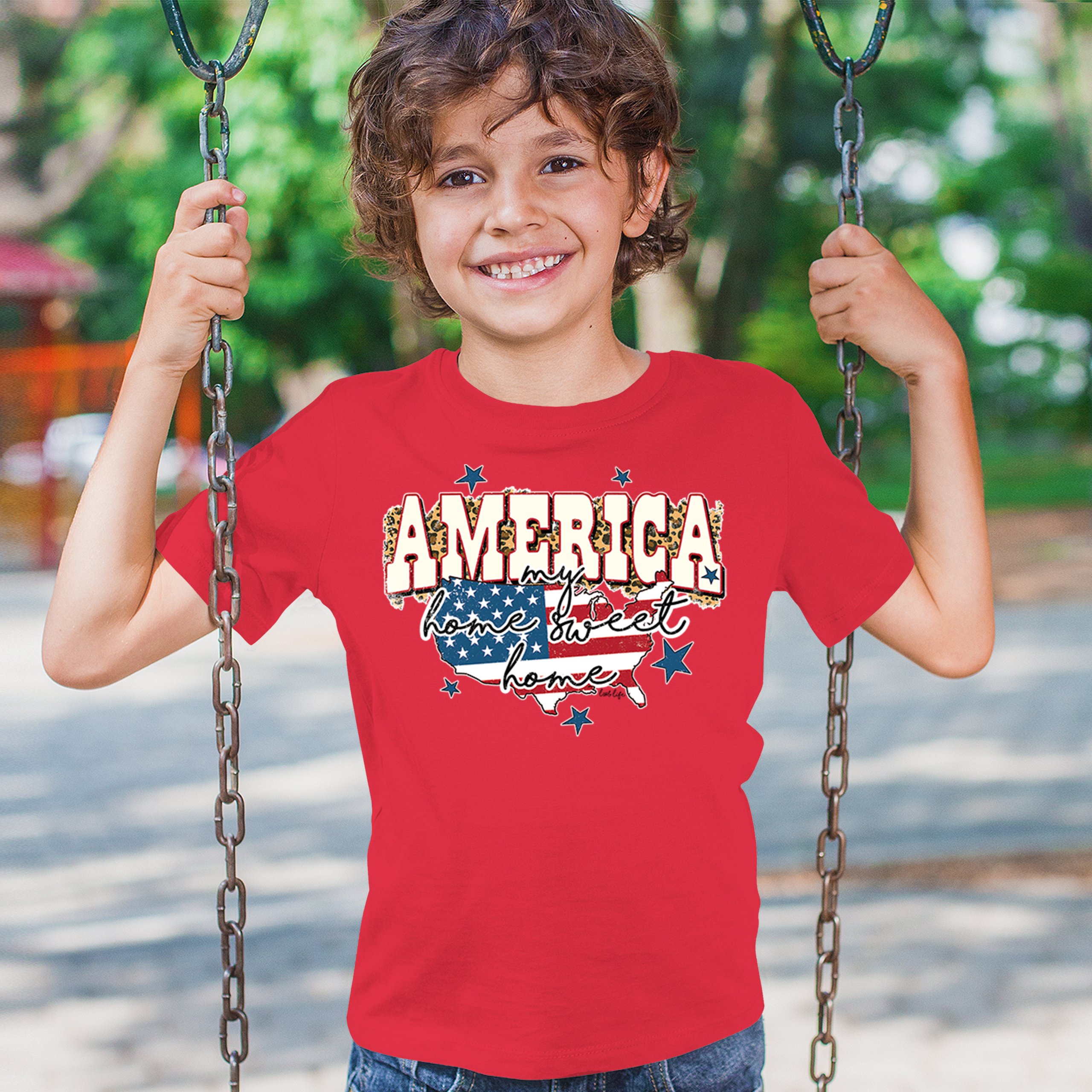 America My Home Sweet Home Youth T-shirt 4th of July Patriotic Flag Pride Kids - Picture 19 of 50