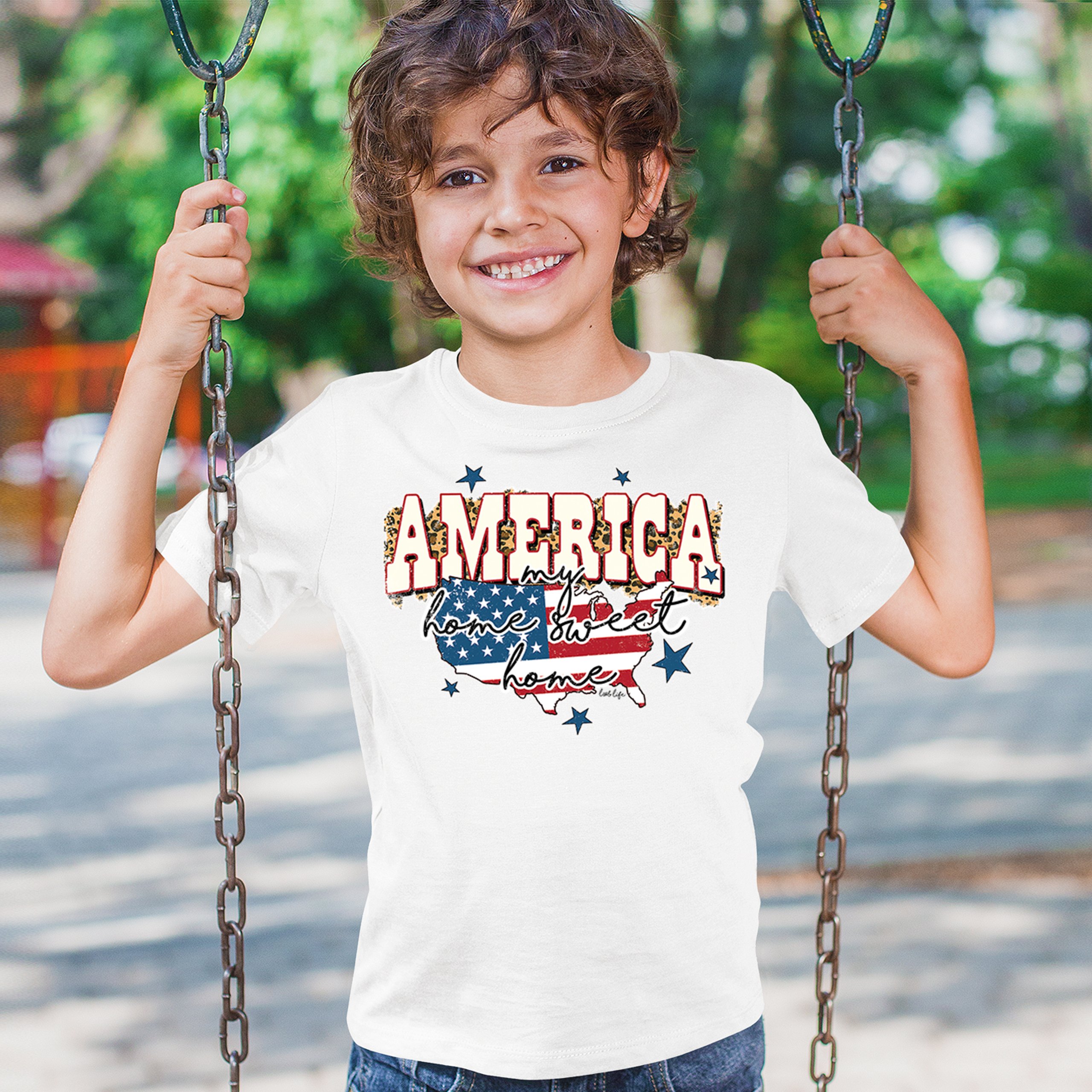 America My Home Sweet Home Youth T-shirt 4th of July Patriotic Flag Pride Kids - Picture 26 of 50
