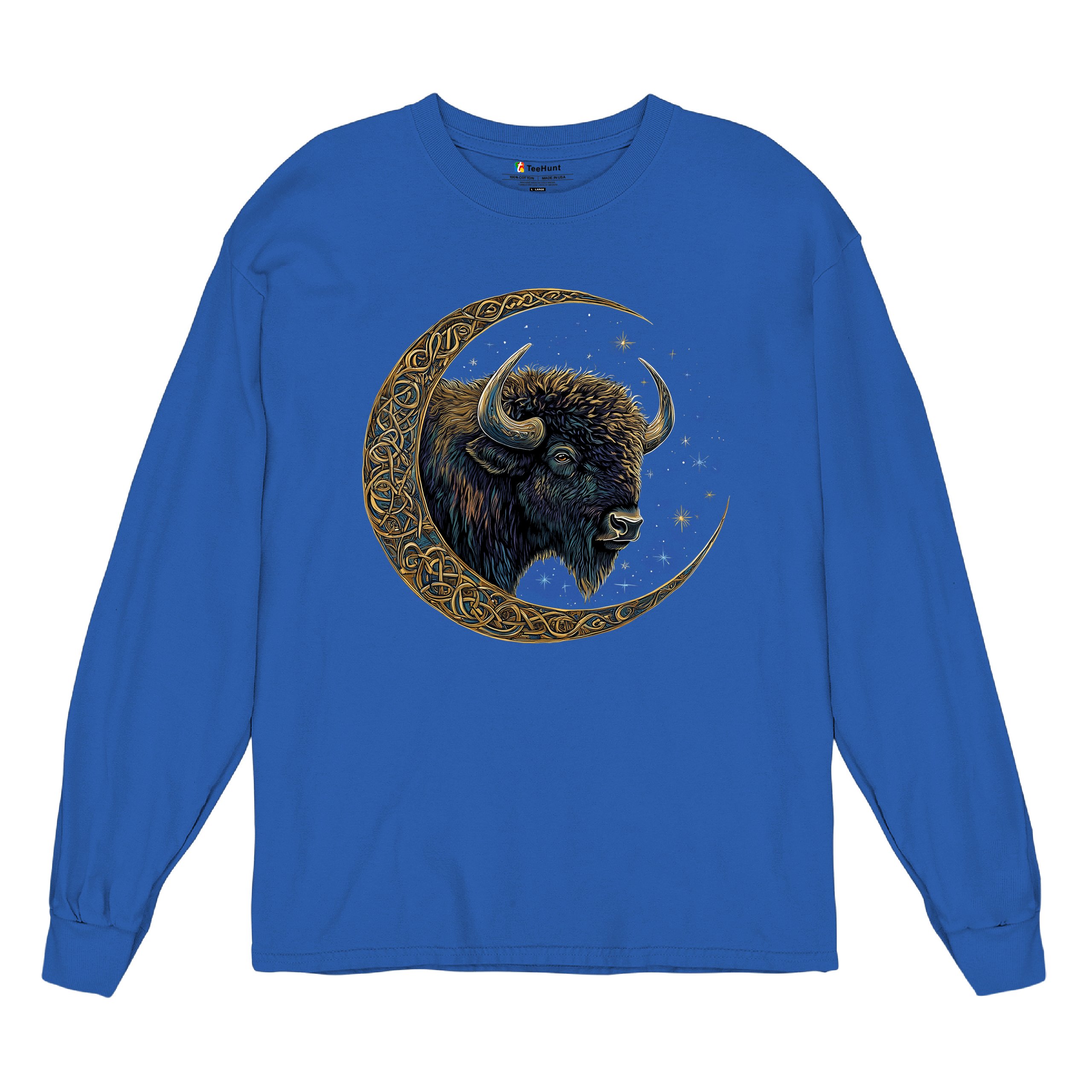 Camiseta Celta Luna Bisonte Manga Larga Bosque Místico Animal Vida Silvestre Celestial - Imagen 62 de 78