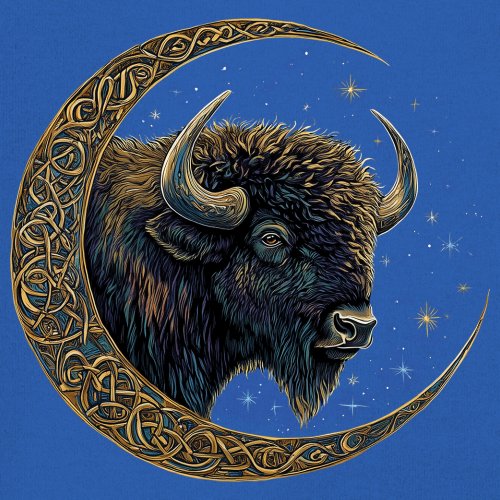 Camiseta Celta Luna Bisonte Manga Larga Bosque Místico Animal Vida Silvestre Celestial - Imagen 60 de 78