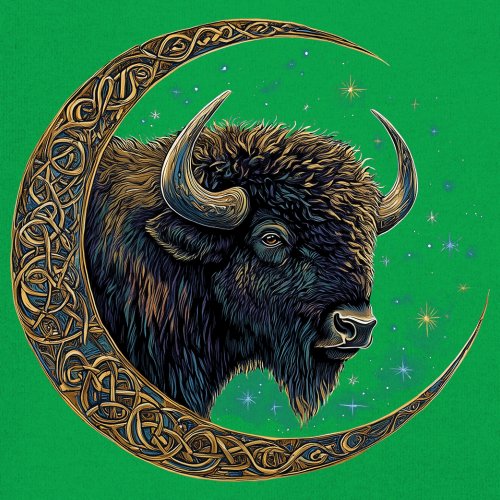 Camiseta Celta Luna Bisonte Manga Larga Bosque Místico Animal Vida Silvestre Celestial - Imagen 46 de 78