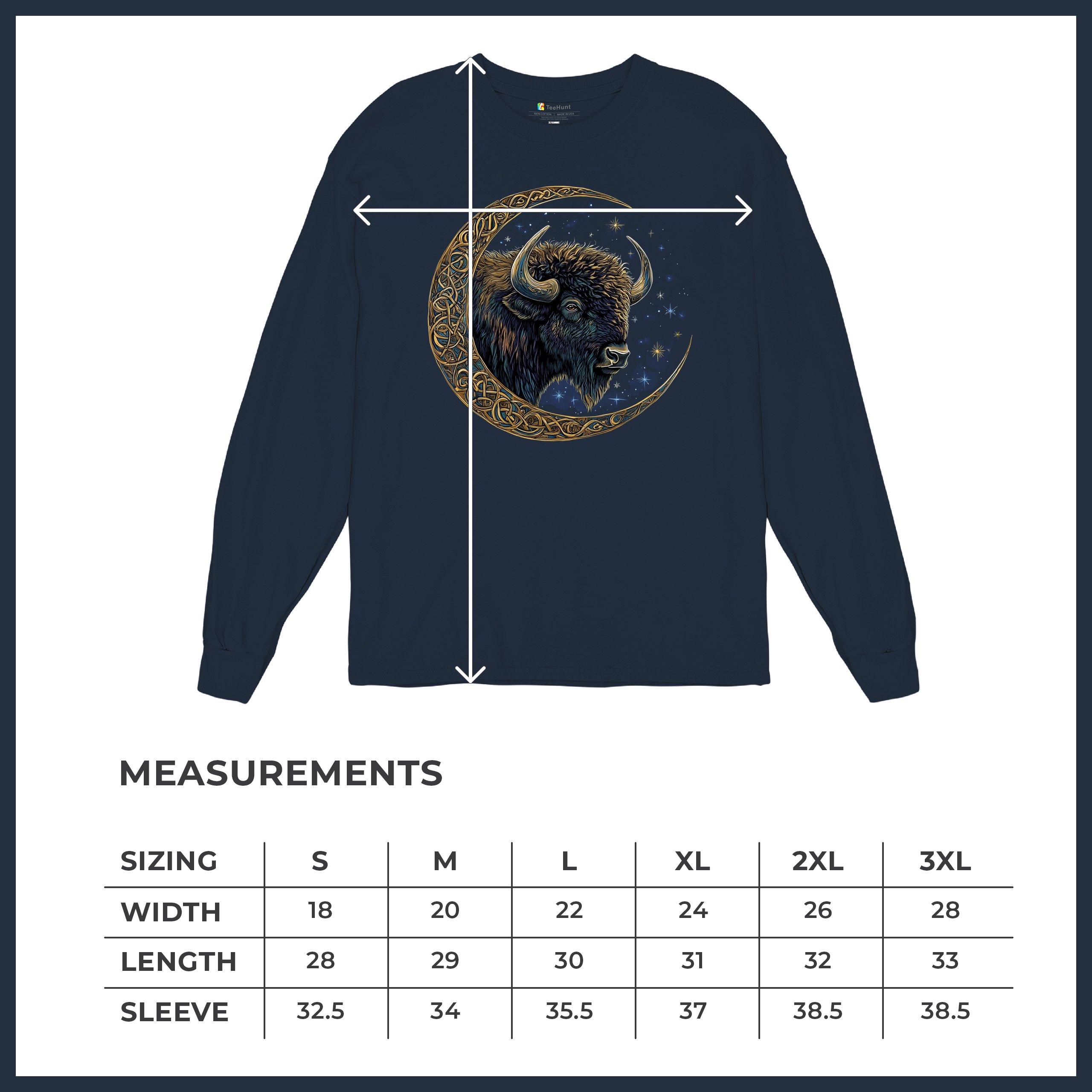Camiseta Celta Luna Bisonte Manga Larga Bosque Místico Animal Vida Silvestre Celestial - Imagen 43 de 78