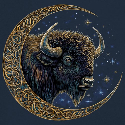 Camiseta Celta Luna Bisonte Manga Larga Bosque Místico Animal Vida Silvestre Celestial - Imagen 39 de 78