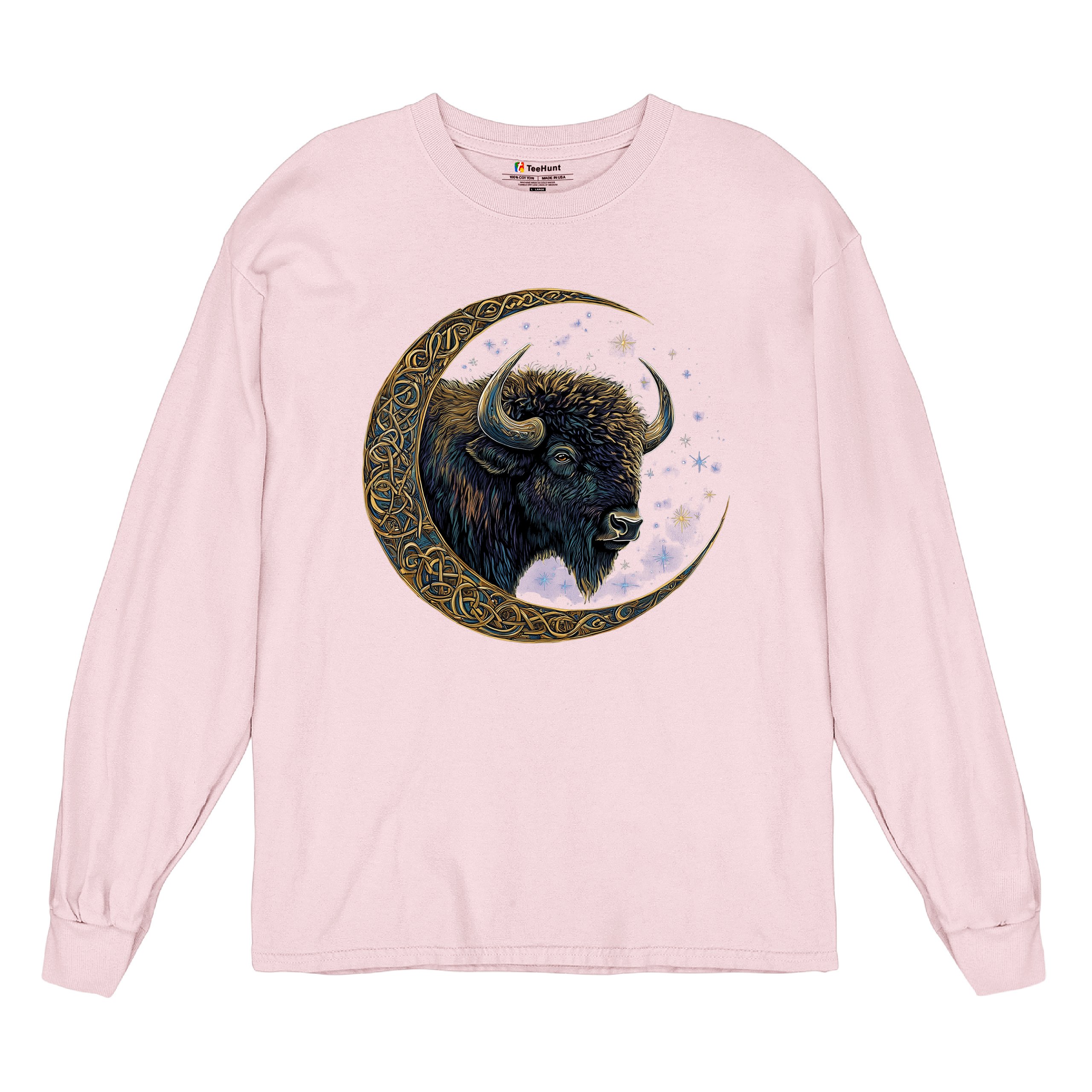Camiseta Celta Luna Bisonte Manga Larga Bosque Místico Animal Vida Silvestre Celestial - Imagen 76 de 78