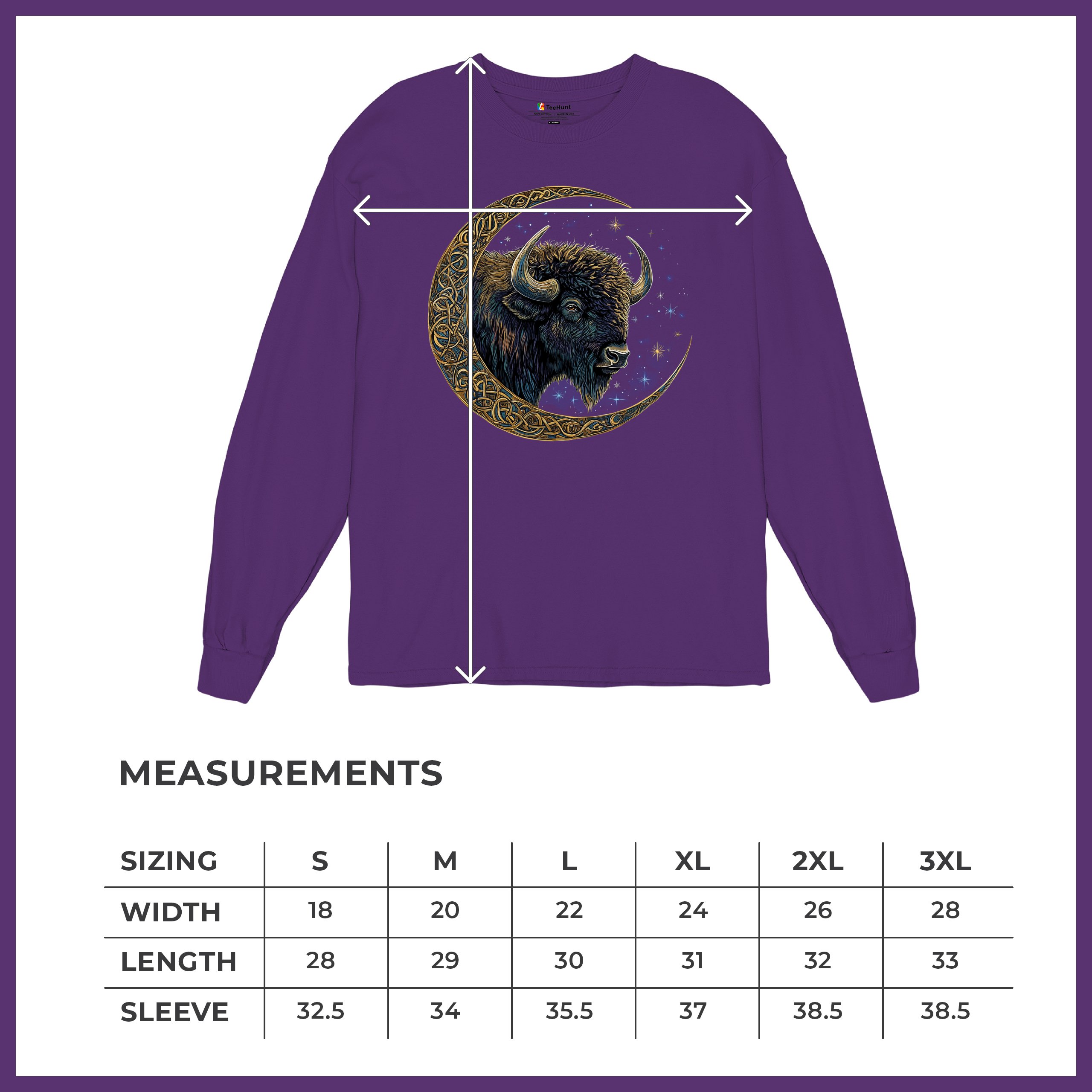 Camiseta Celta Luna Bisonte Manga Larga Bosque Místico Animal Vida Silvestre Celestial - Imagen 22 de 78