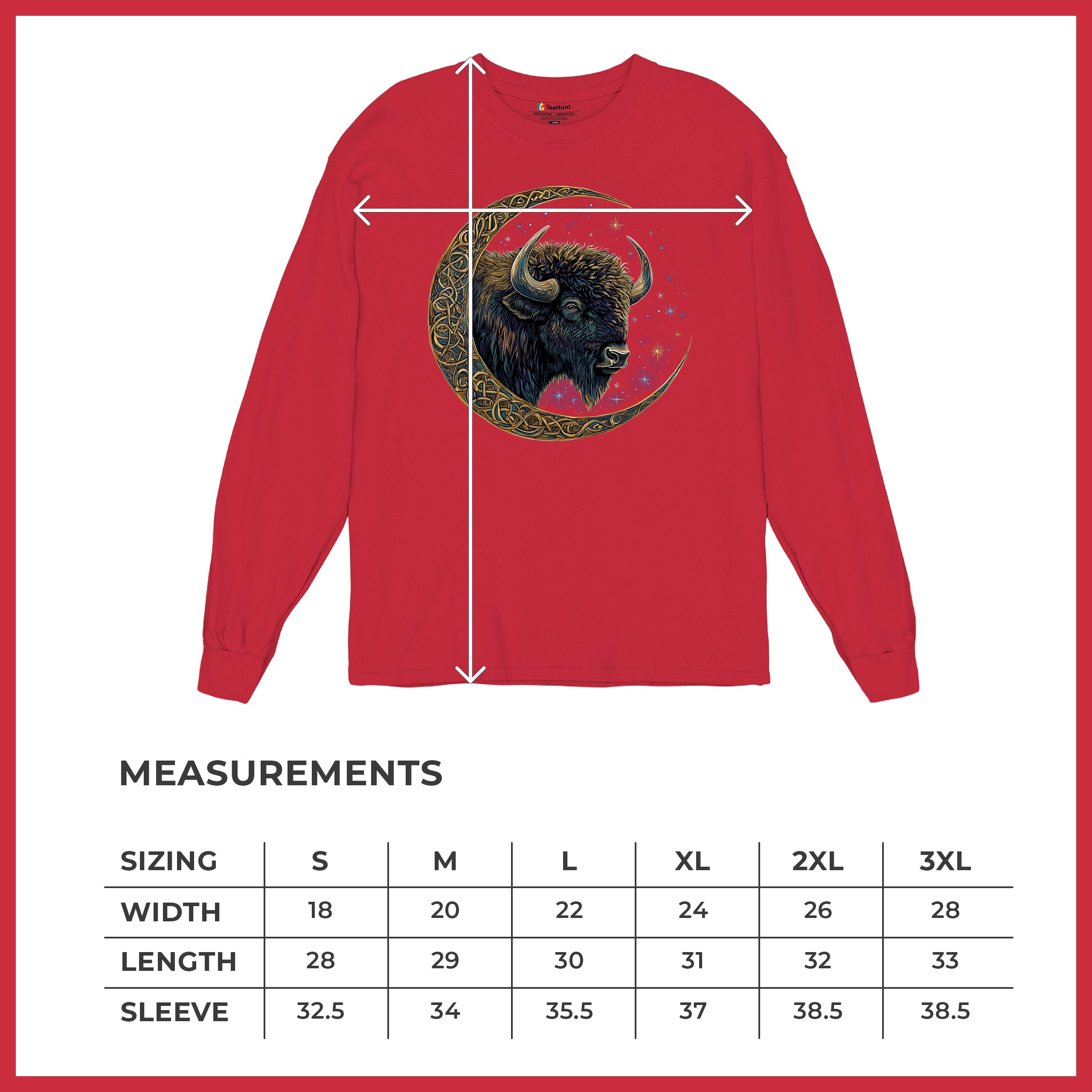 Camiseta Celta Luna Bisonte Manga Larga Bosque Místico Animal Vida Silvestre Celestial - Imagen 29 de 78