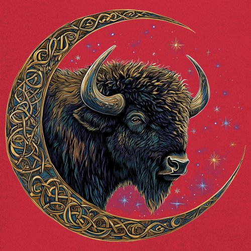 Camiseta Celta Luna Bisonte Manga Larga Bosque Místico Animal Vida Silvestre Celestial - Imagen 25 de 78