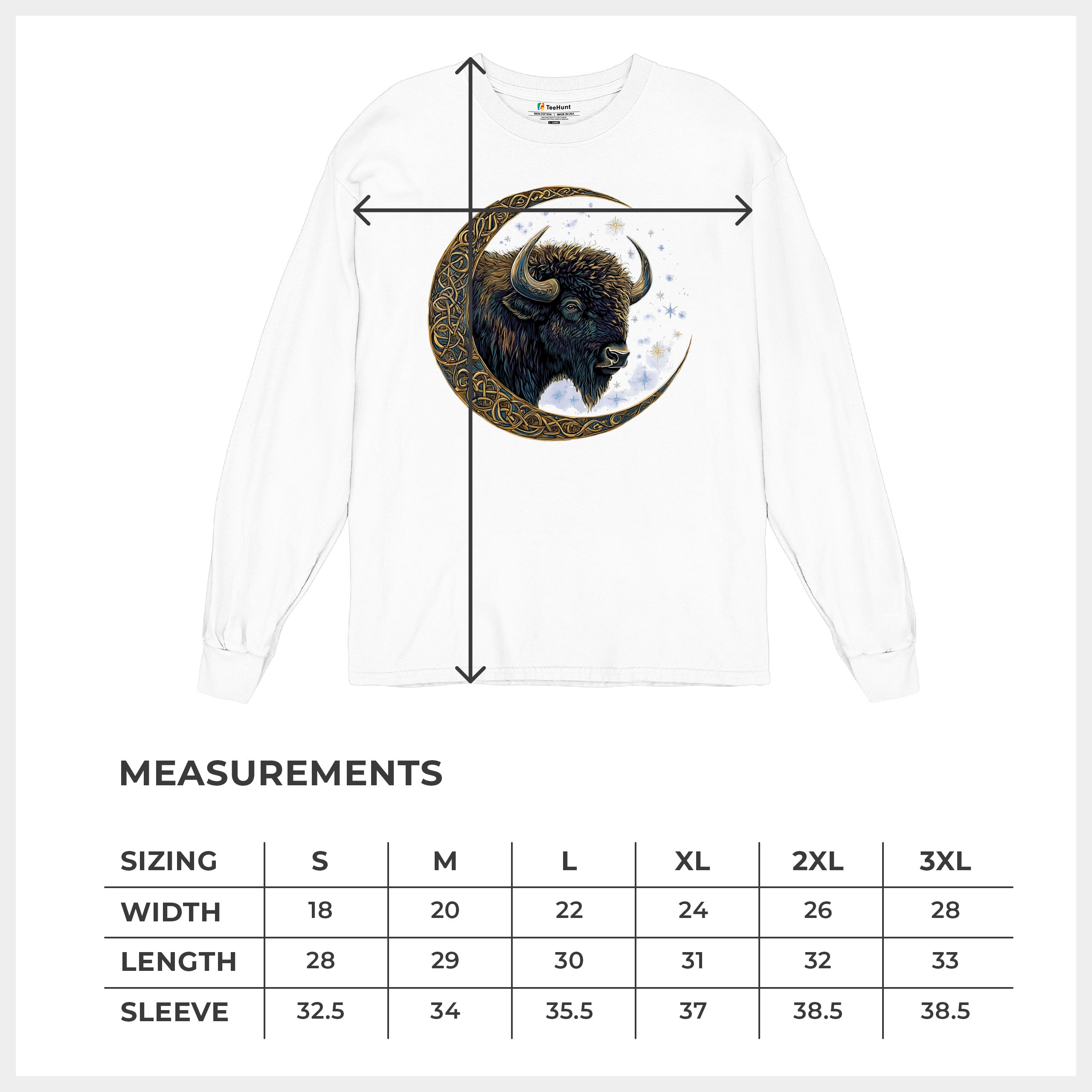 Camiseta Celta Luna Bisonte Manga Larga Bosque Místico Animal Vida Silvestre Celestial - Imagen 36 de 78