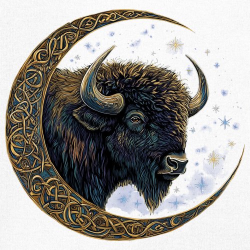 Camiseta Celta Luna Bisonte Manga Larga Bosque Místico Animal Vida Silvestre Celestial - Imagen 32 de 78