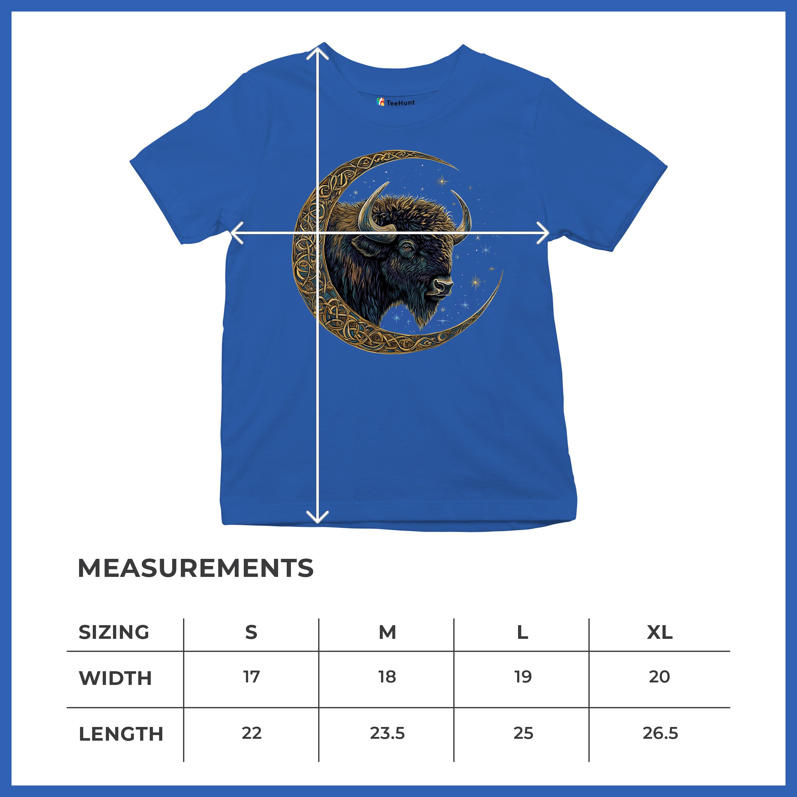 Celtic Moon Bison Youth T-shirt Mystical Forest Animal Wildlife Celestial Kids - Picture 43 of 50