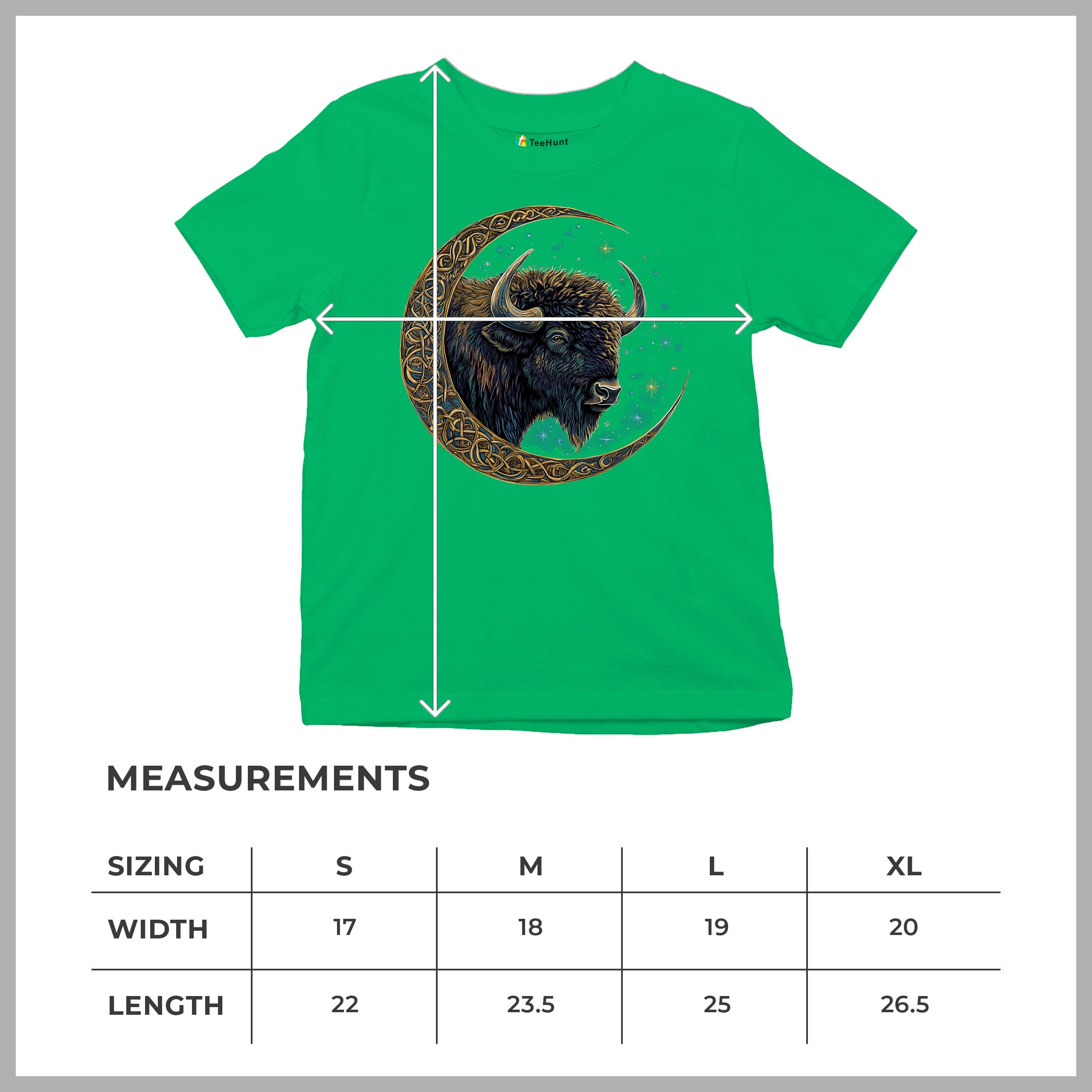 Celtic Moon Bison Youth T-shirt Mystical Forest Animal Wildlife Celestial Kids - Picture 36 of 50
