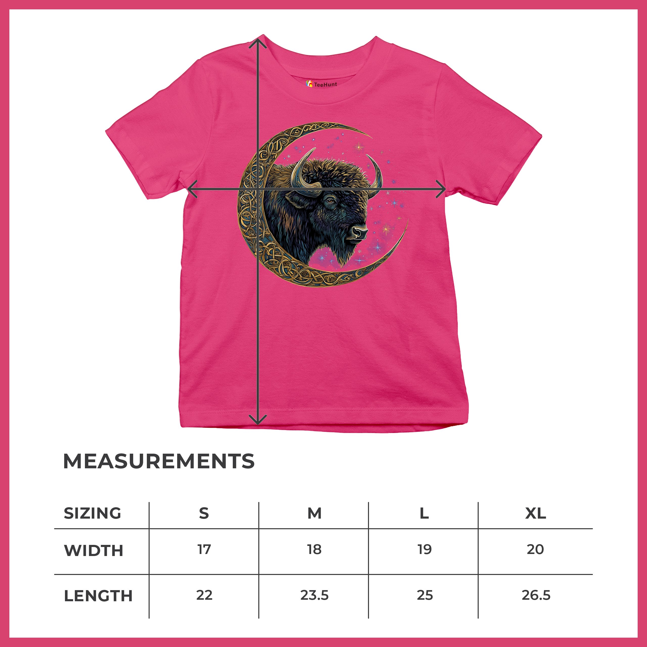 Celtic Moon Bison Youth T-shirt Mystical Forest Animal Wildlife Celestial Kids - Picture 50 of 50