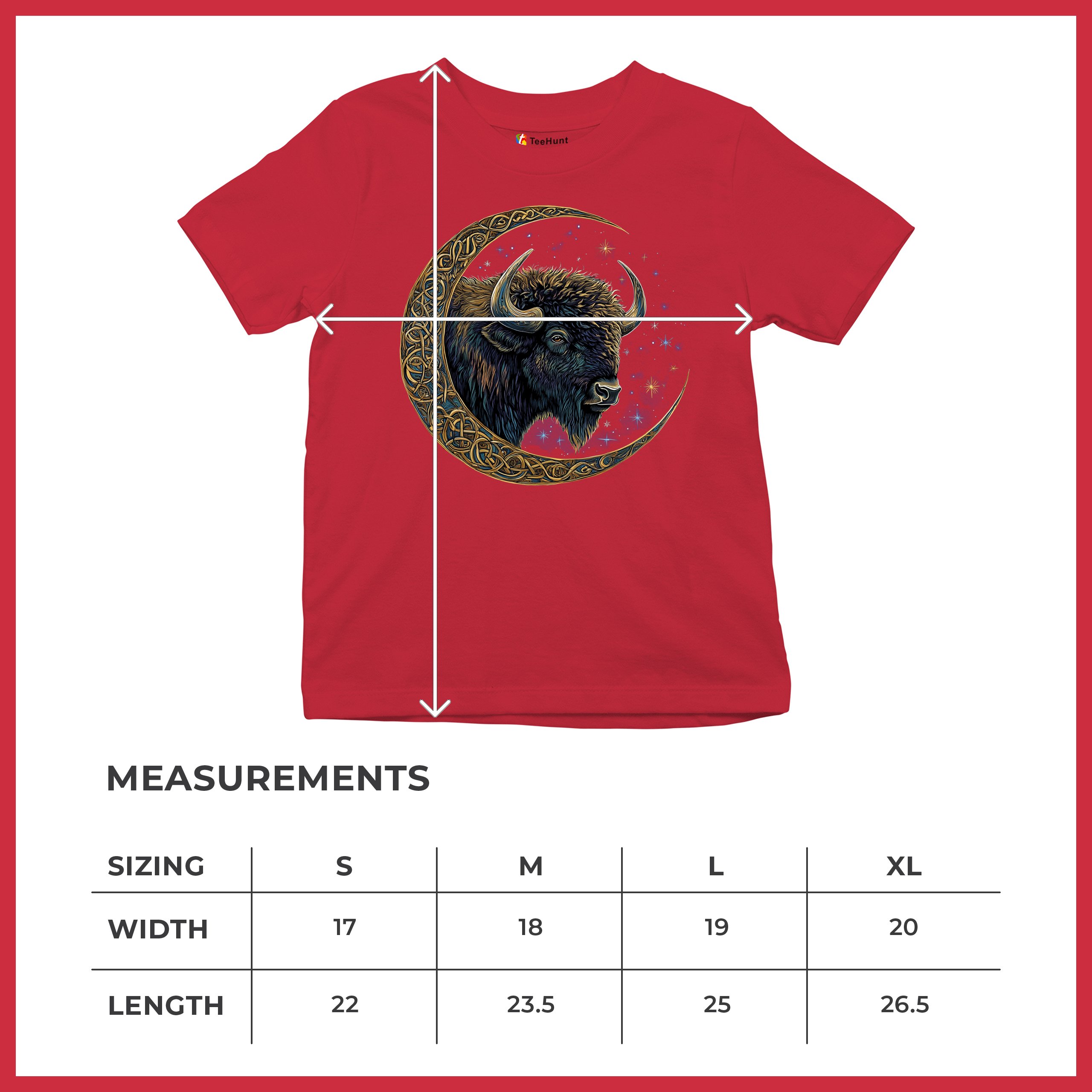 Celtic Moon Bison Youth T-shirt Mystical Forest Animal Wildlife Celestial Kids - Picture 22 of 50