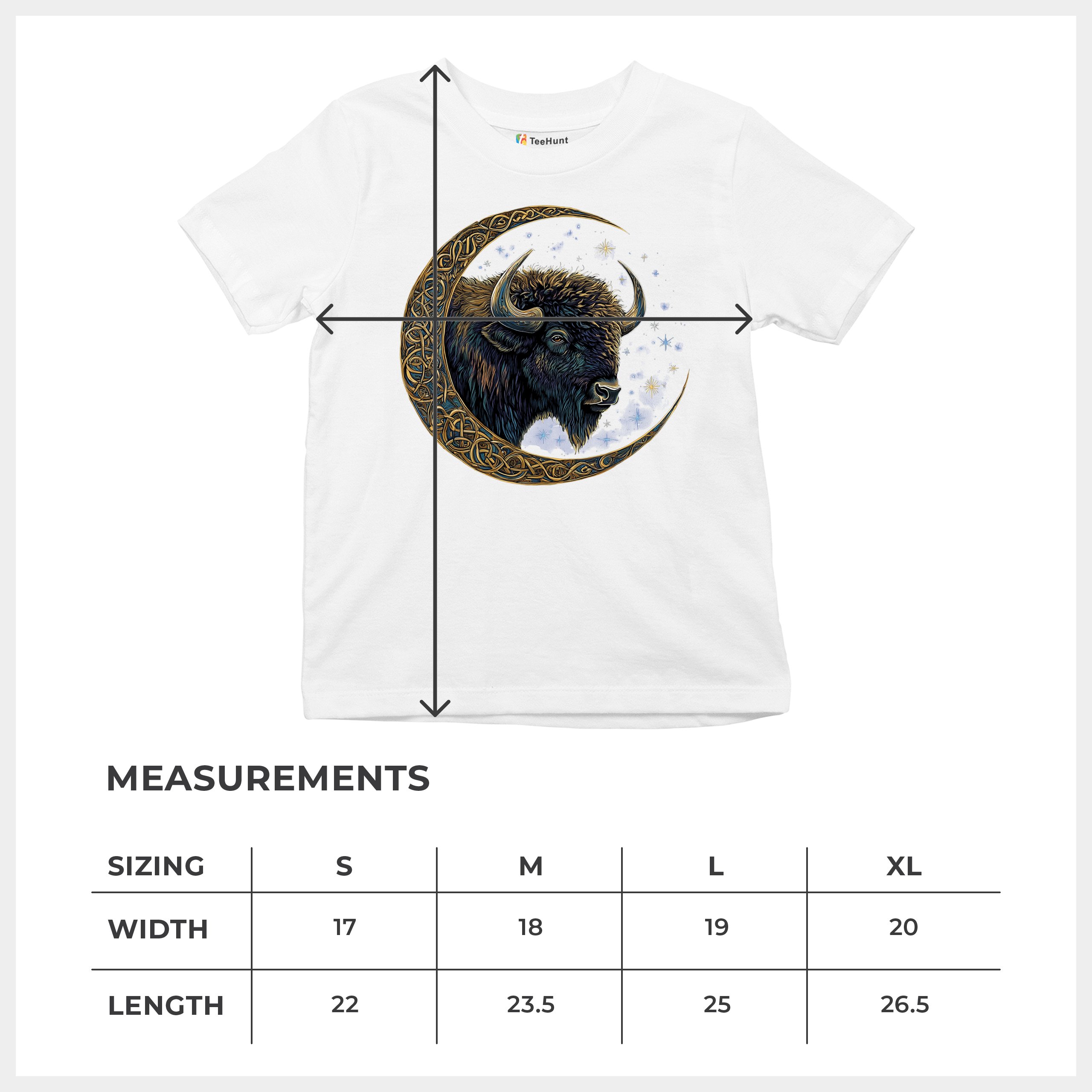 Celtic Moon Bison Youth T-shirt Mystical Forest Animal Wildlife Celestial Kids - Picture 29 of 50