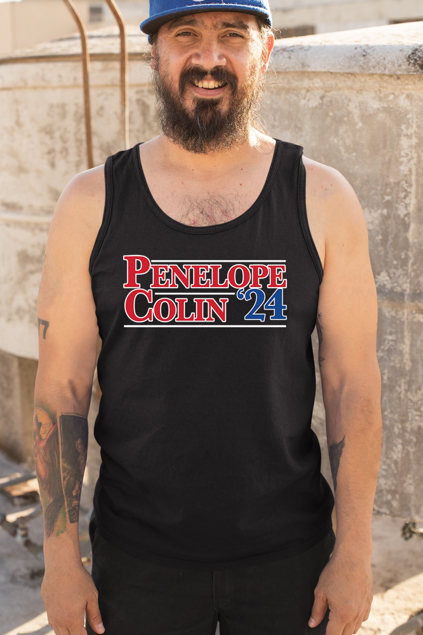 ALTRA Top da uomo Penelope Colin 2024 canotta divertente presidente umorismo cultura pop scherzo