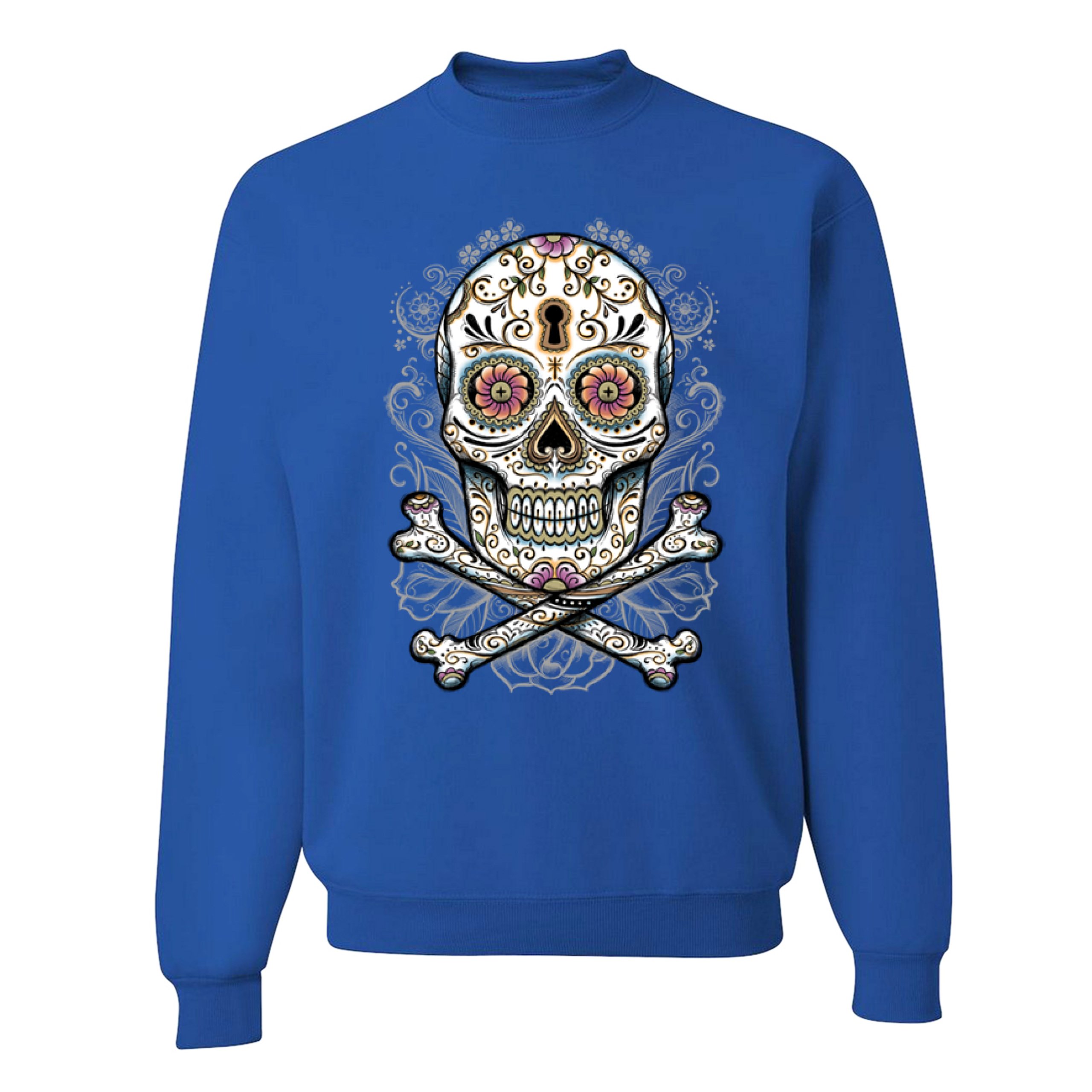 Calavera Sugar Skull Sweatshirt Mexican Day of the Dead Dia de Muertos Crewneck - Picture 33 of 36