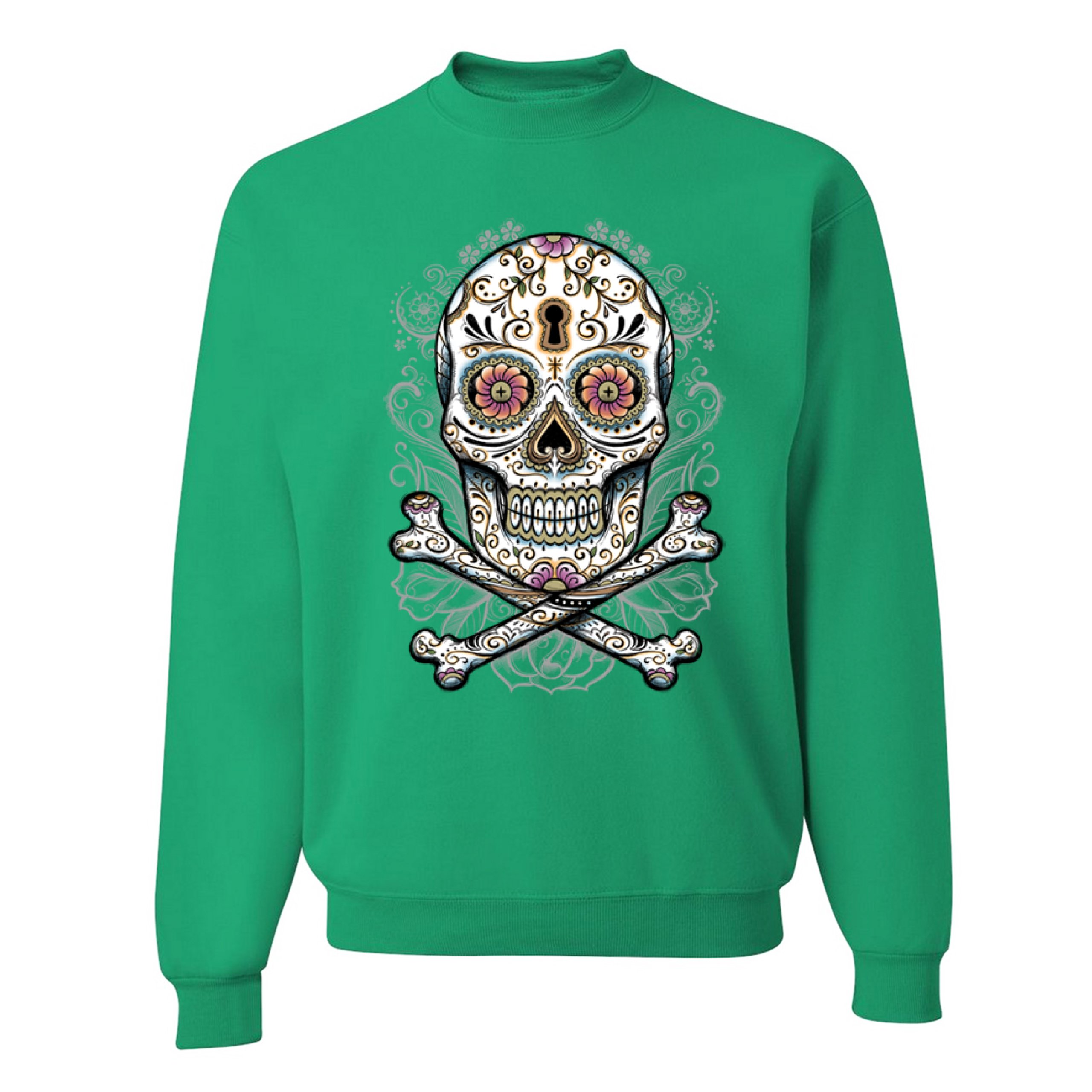 Calavera Sugar Skull Sweatshirt Mexican Day of the Dead Dia de Muertos Crewneck - Picture 28 of 36
