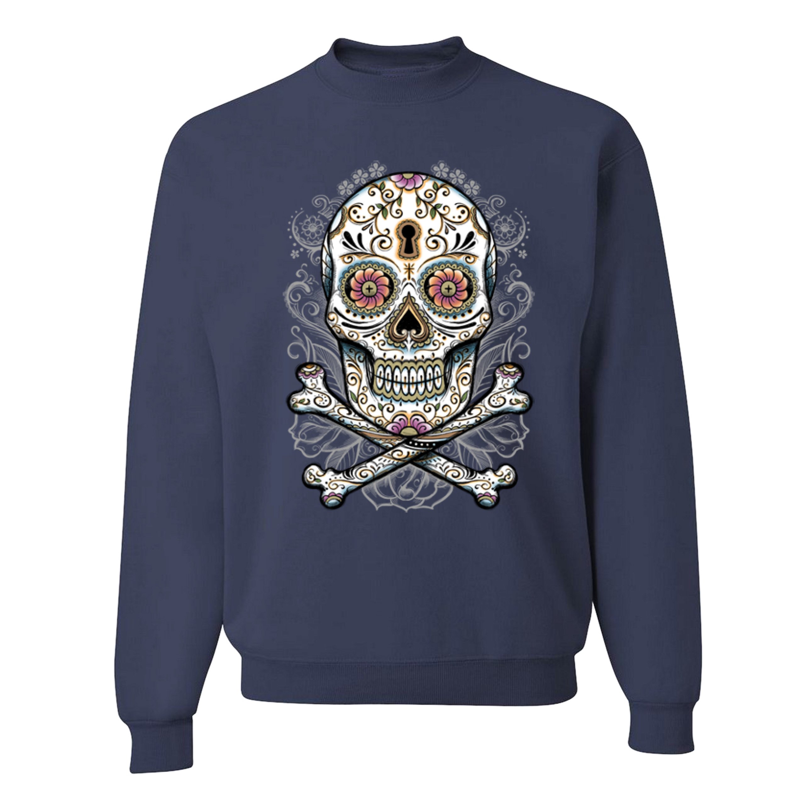 Calavera Sugar Skull Sweatshirt Mexican Day of the Dead Dia de Muertos Crewneck - Picture 23 of 36