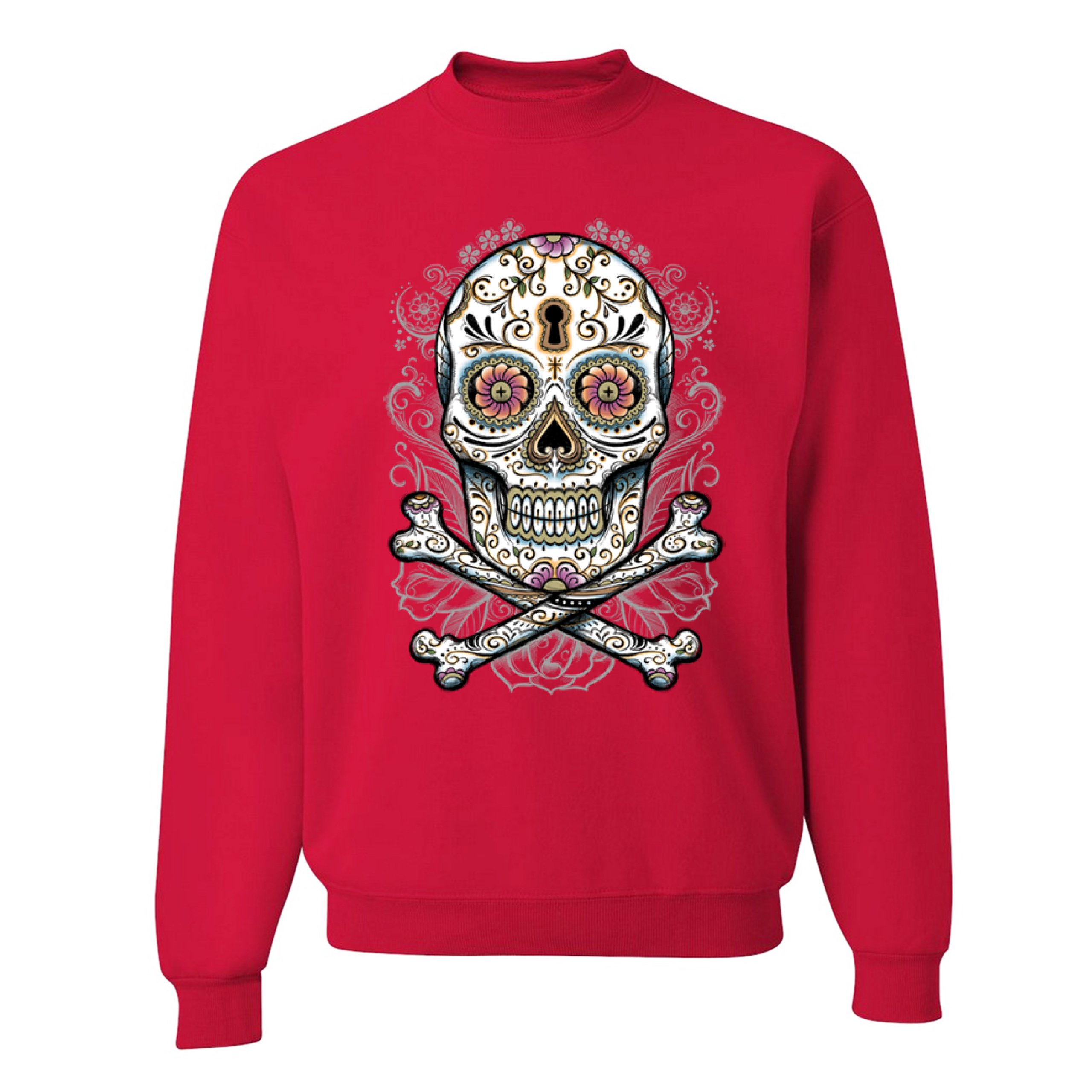 Calavera Sugar Skull Sweatshirt Mexican Day of the Dead Dia de Muertos Crewneck - Picture 13 of 36