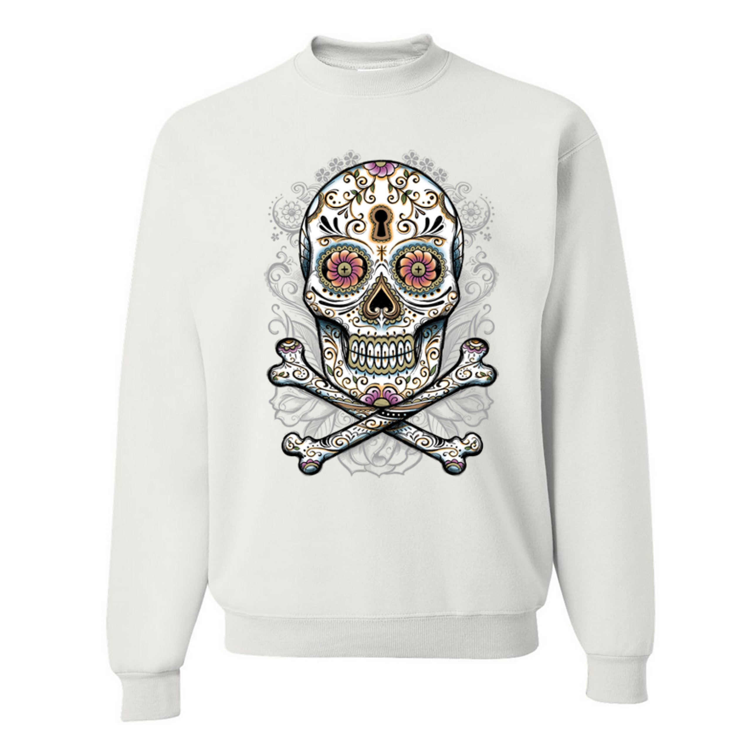 Calavera Sugar Skull Sweatshirt Mexican Day of the Dead Dia de Muertos Crewneck - Picture 18 of 36