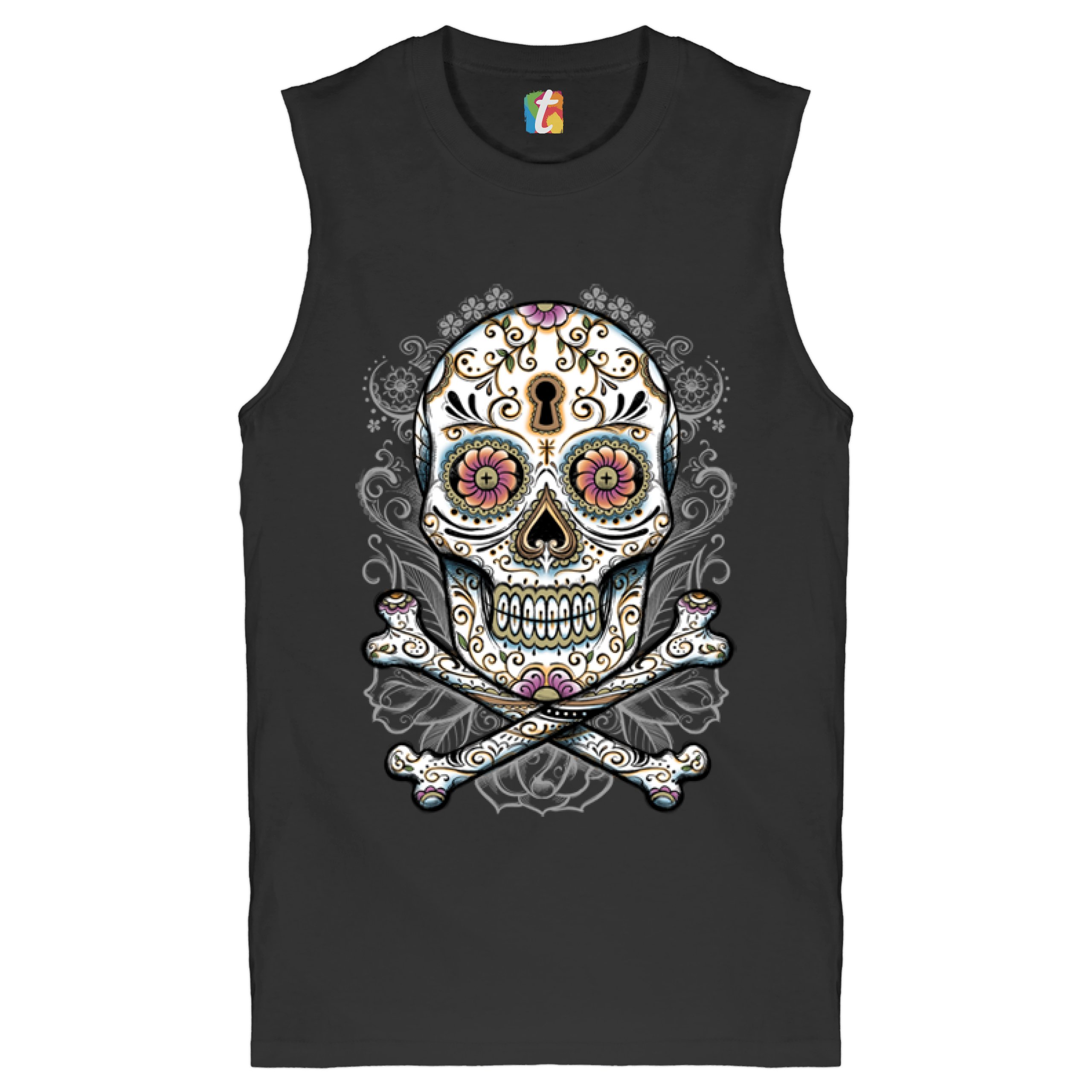 Calavera Sugar Skull Muscle Shirt Mexican Day of the Dead Dia de Muertos Men’s