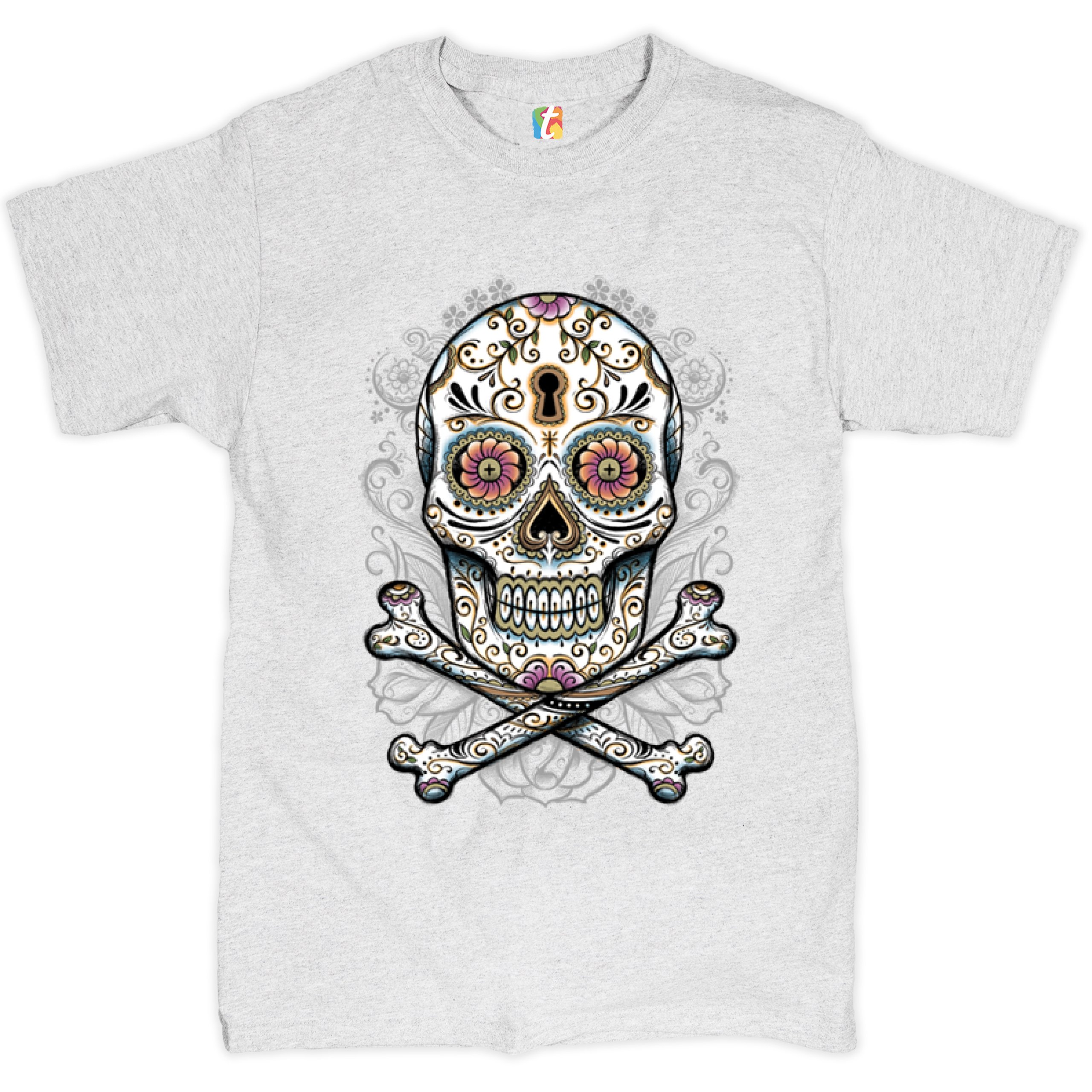 Calavera Sugar Skull T-shirt Mexican Day of the Dead Dia de Muertos Men's Tee - Picture 38 of 65