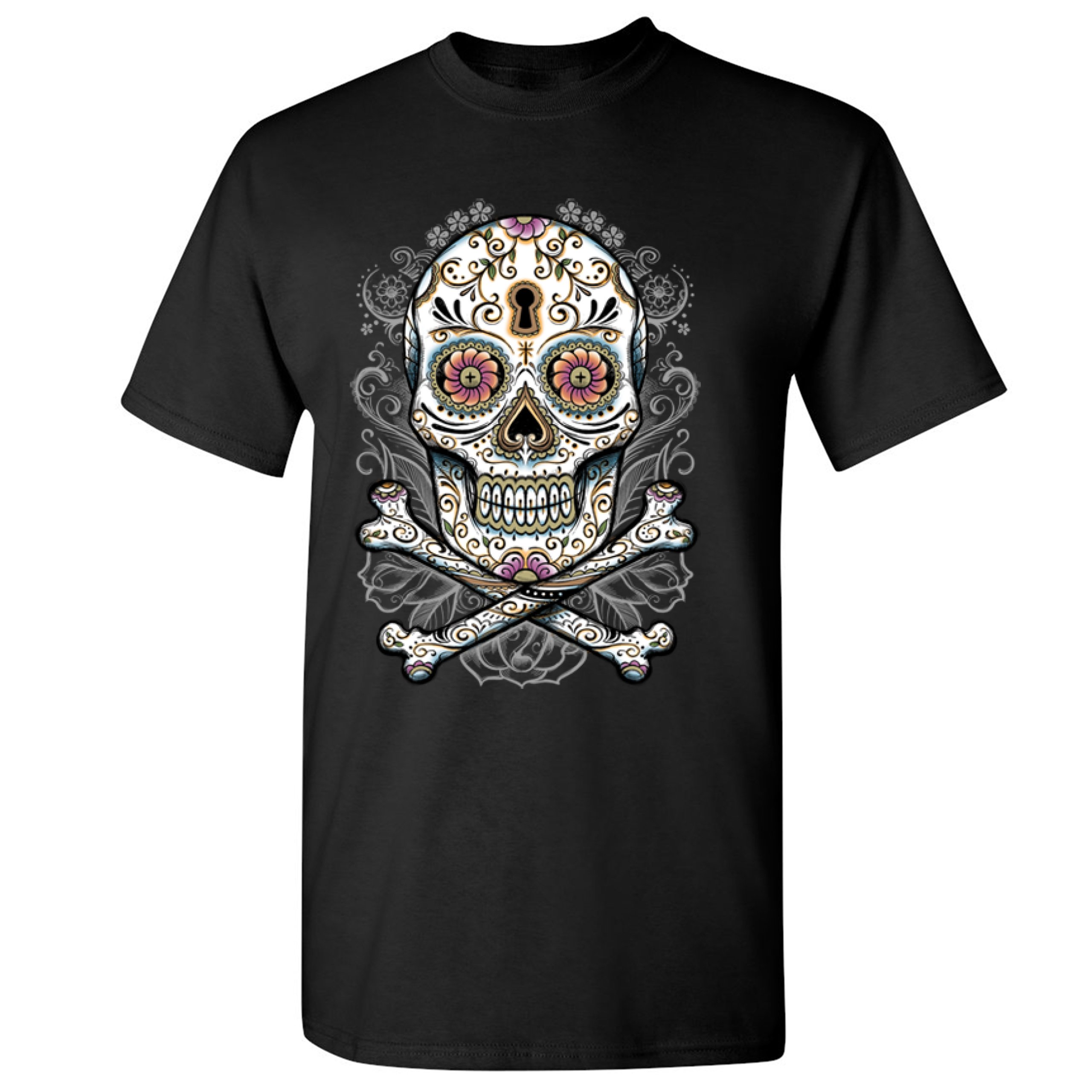Calavera Sugar Skull T-shirt Mexican Day of the Dead Dia de Muertos Men's Tee - Picture 3 of 65