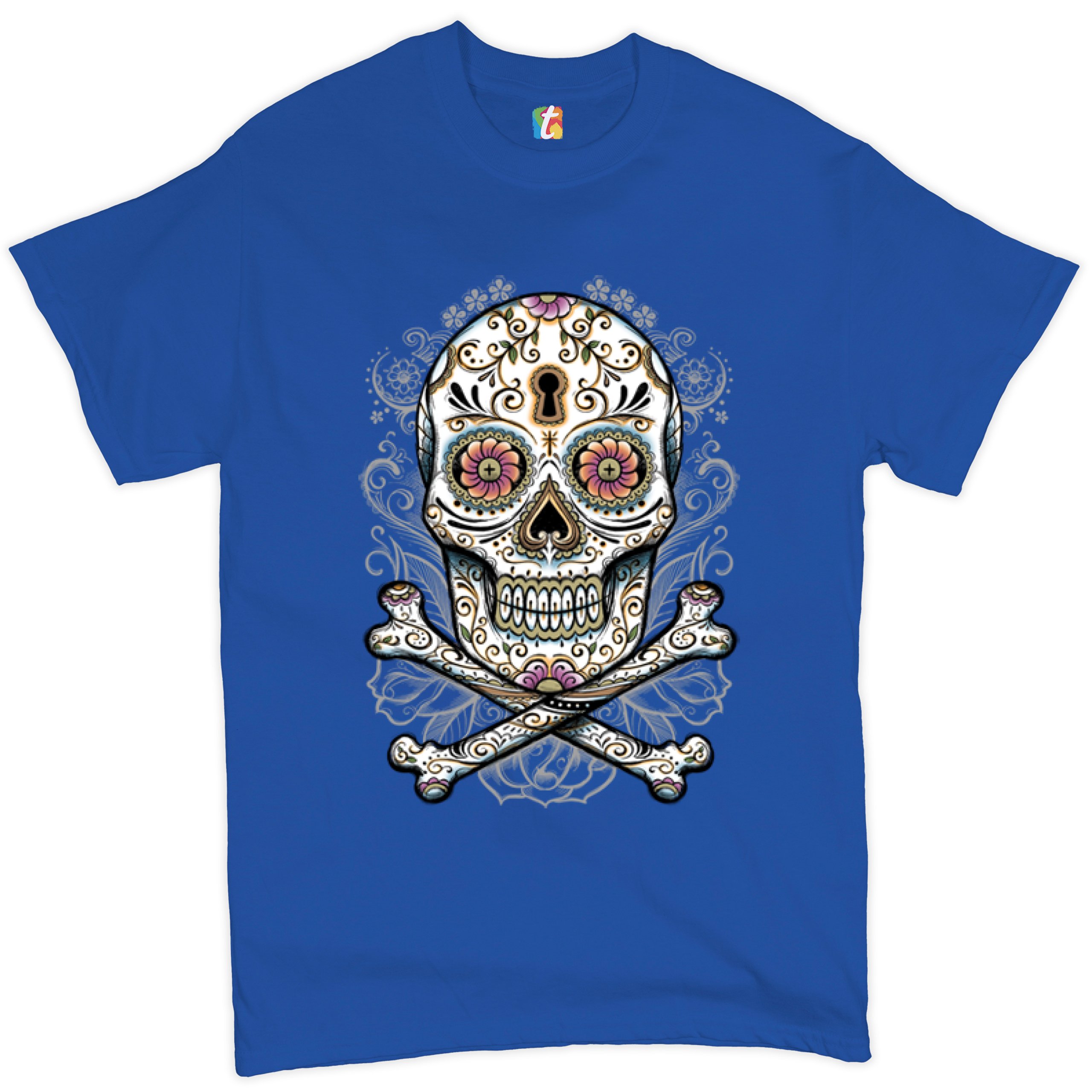 Calavera Sugar Skull T-shirt Mexican Day of the Dead Dia de Muertos Men's Tee - Picture 58 of 65