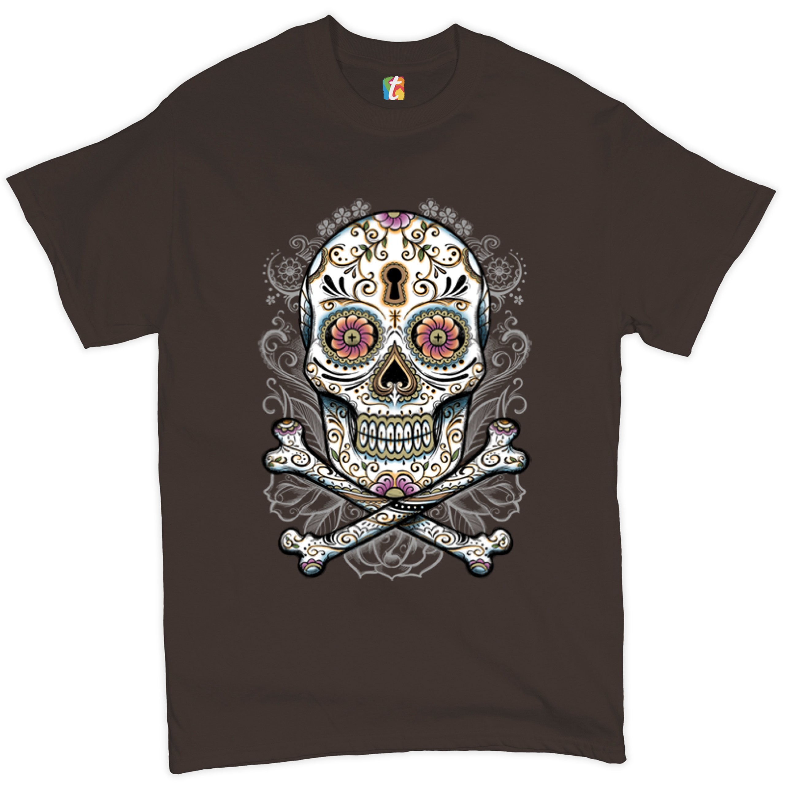 Calavera Sugar Skull T-shirt Mexican Day of the Dead Dia de Muertos Men's Tee - Picture 42 of 65