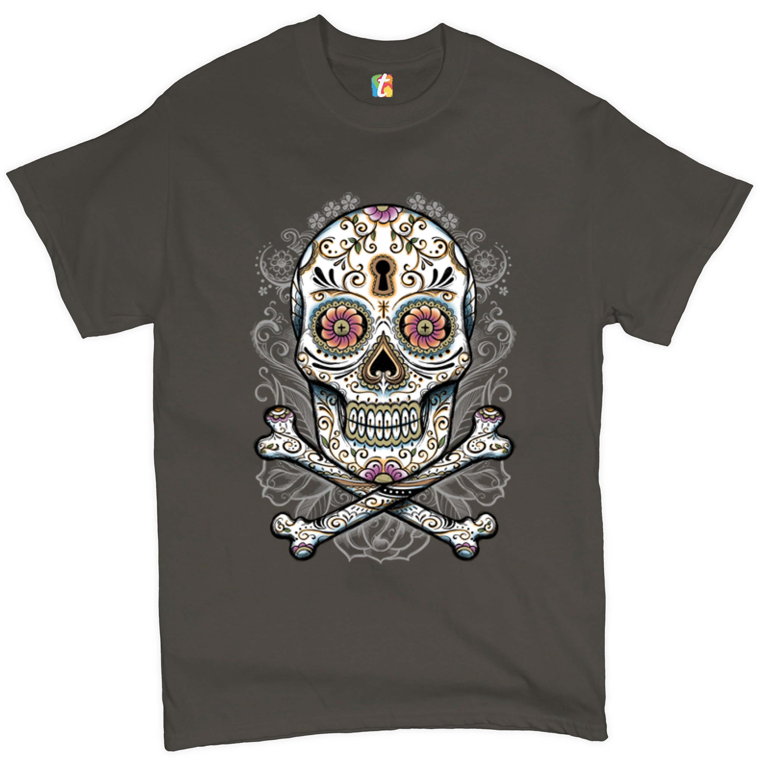 Calavera Sugar Skull T-shirt Mexican Day of the Dead Dia de Muertos Men's Tee - Picture 46 of 65