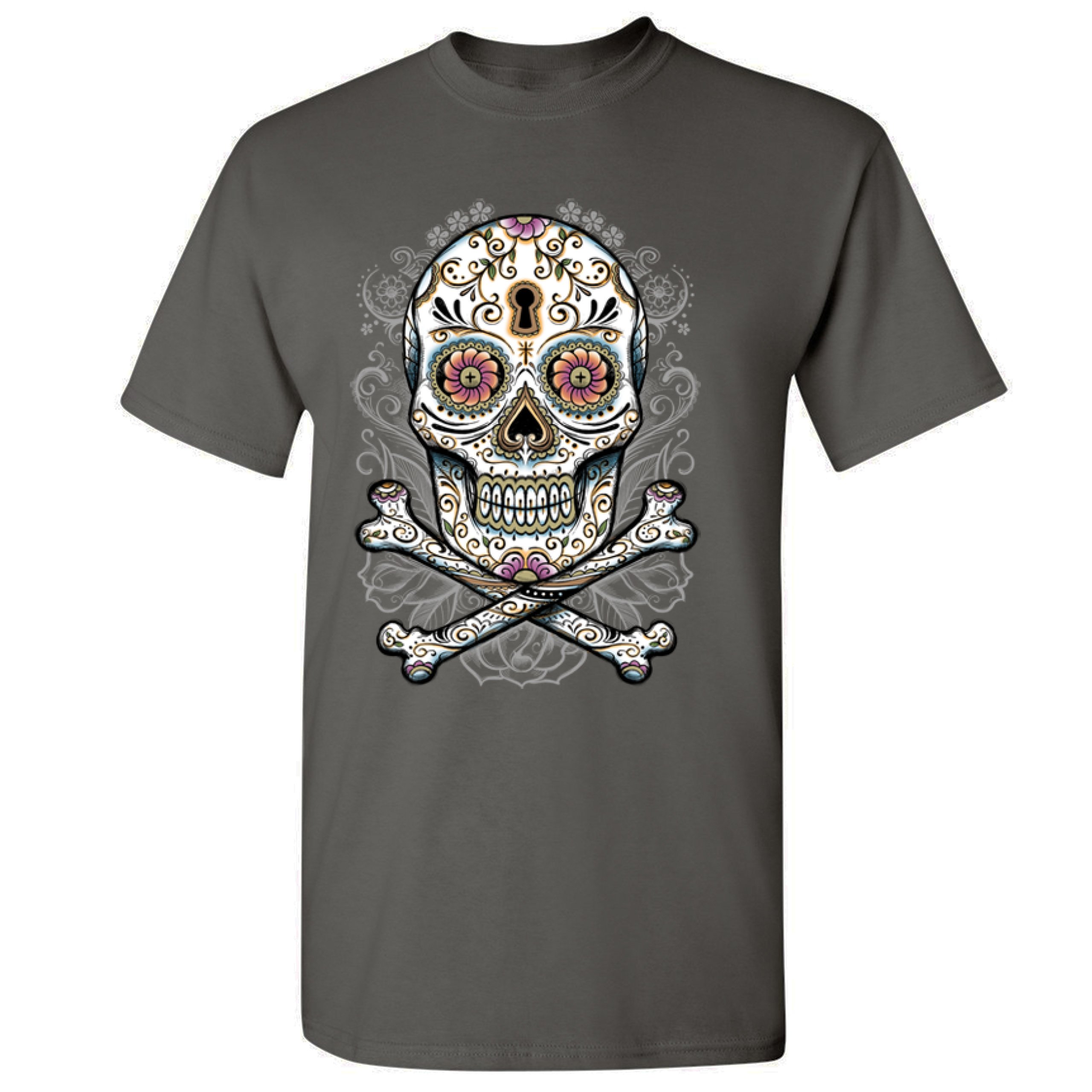 Calavera Sugar Skull T-shirt Mexican Day of the Dead Dia de Muertos Men's Tee - Picture 47 of 65