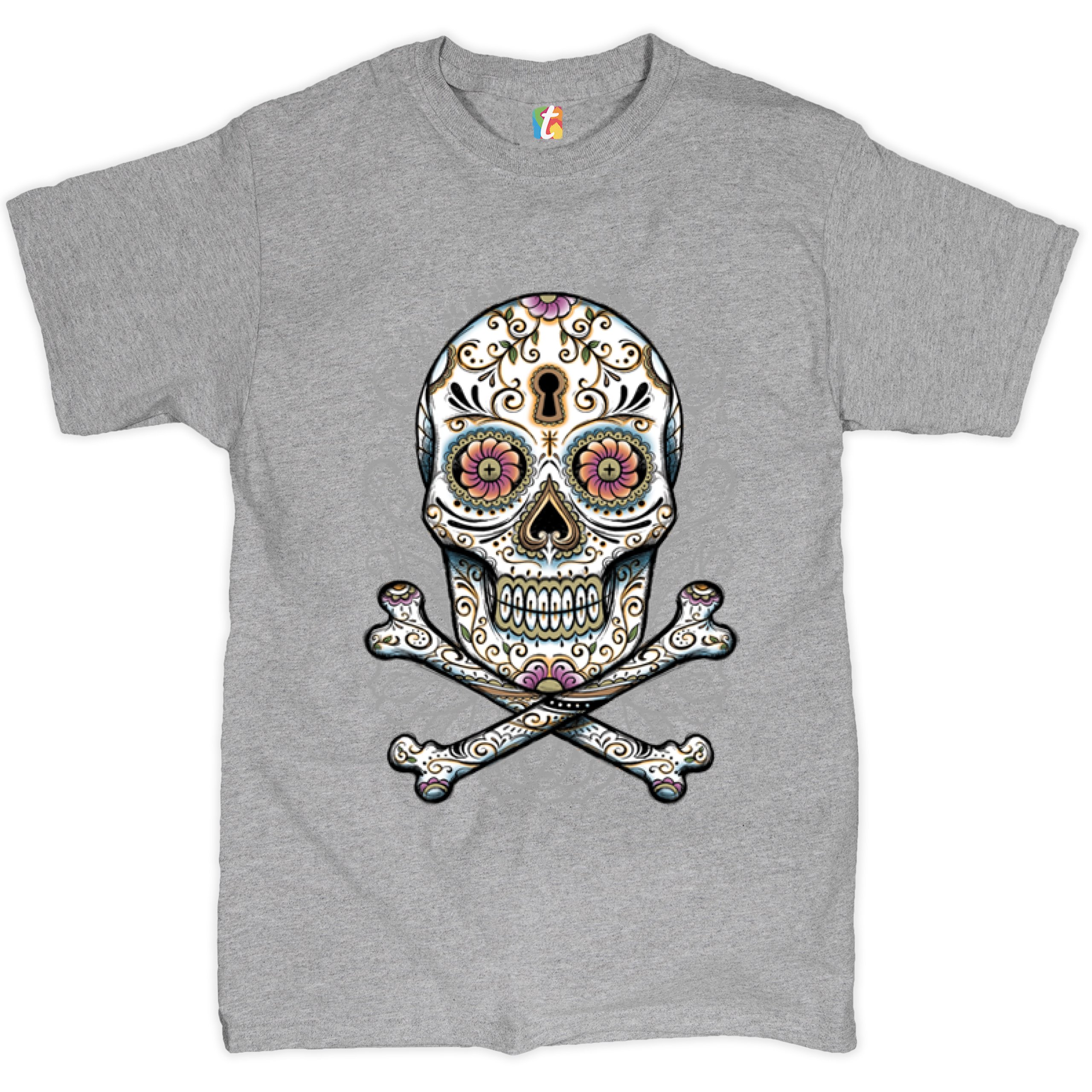Calavera Sugar Skull T-shirt Mexican Day of the Dead Dia de Muertos Men's Tee - Picture 6 of 65