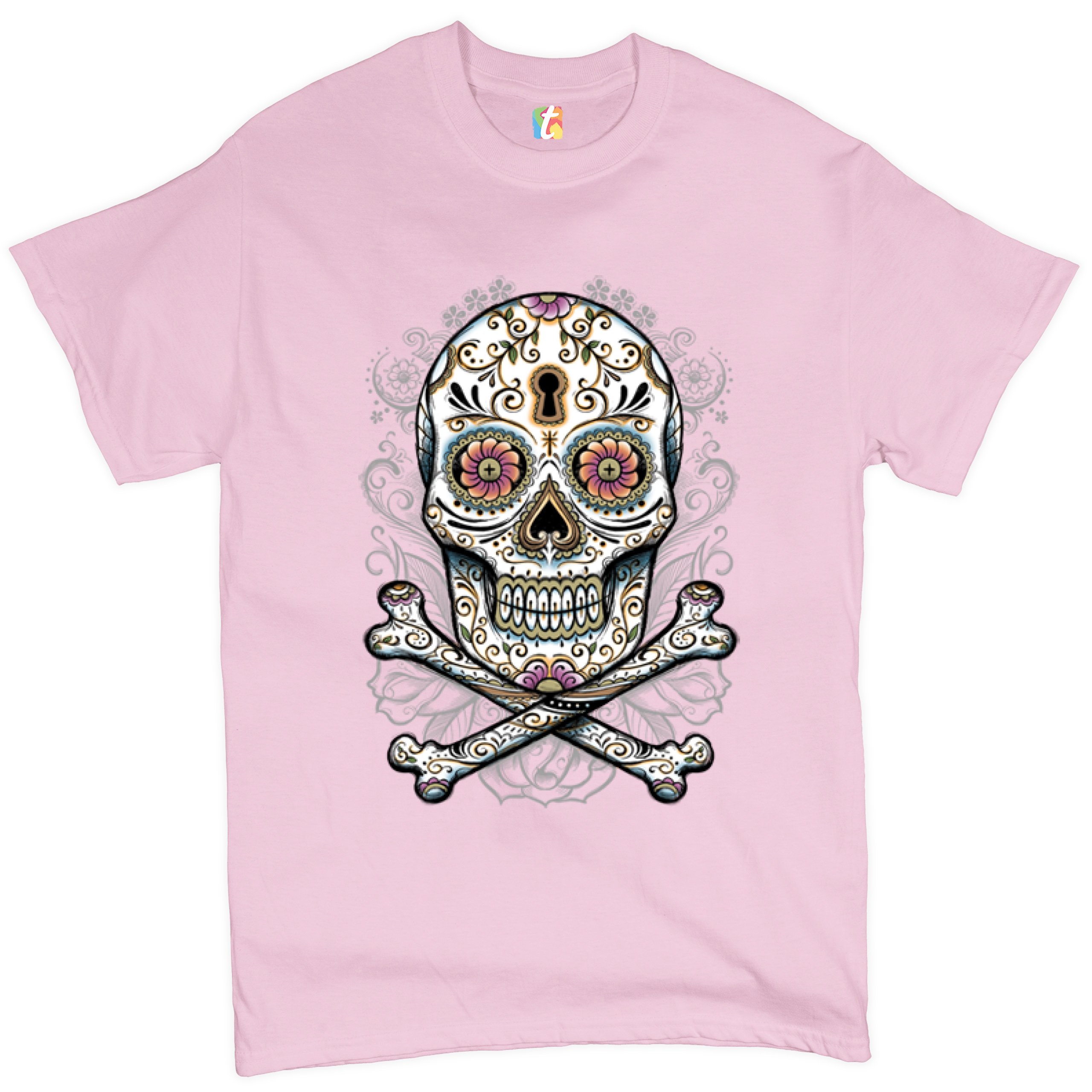 Calavera Sugar Skull T-shirt Mexican Day of the Dead Dia de Muertos Men's Tee - Picture 50 of 65
