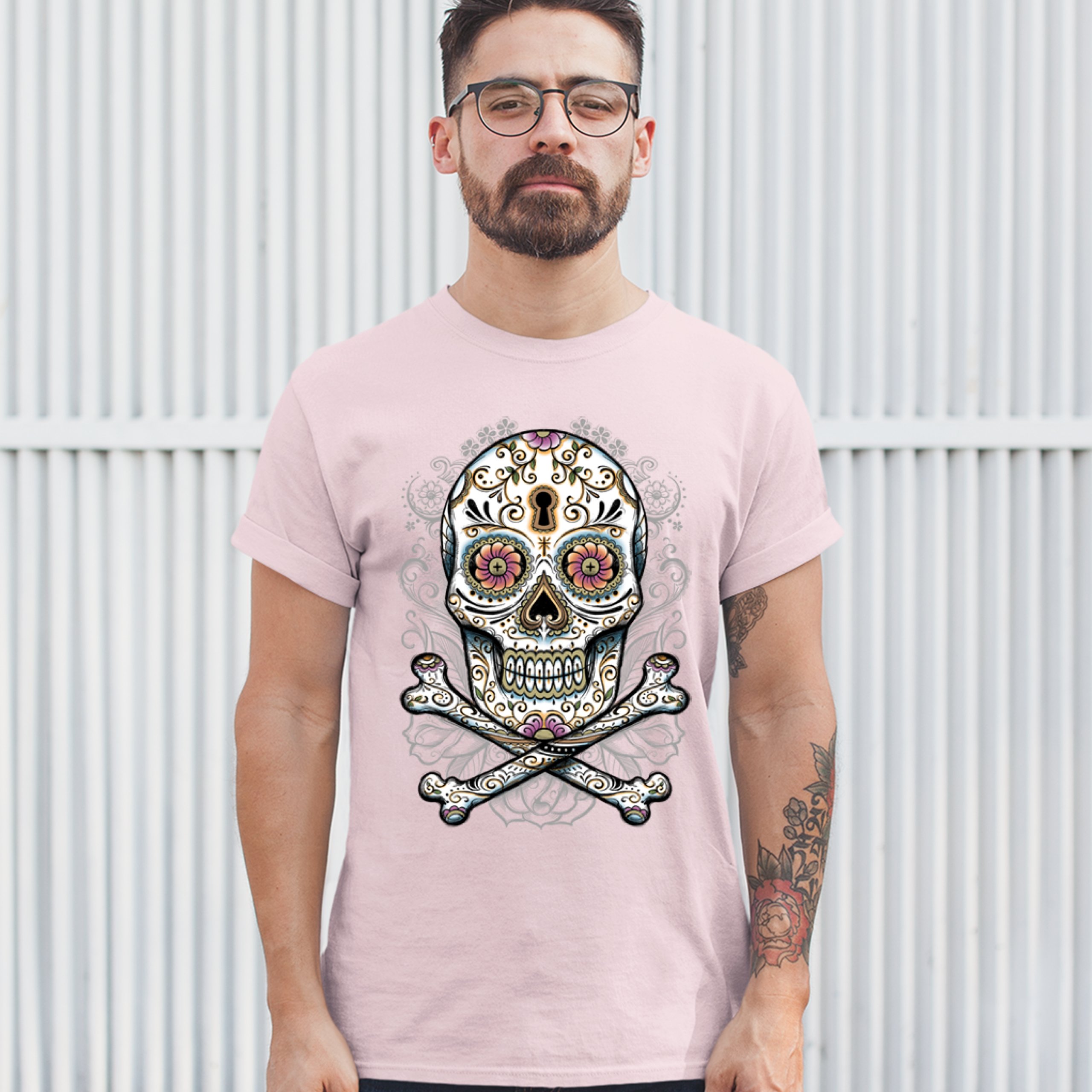 Calavera Sugar Skull T-shirt Mexican Day of the Dead Dia de Muertos Men's Tee - Picture 53 of 65