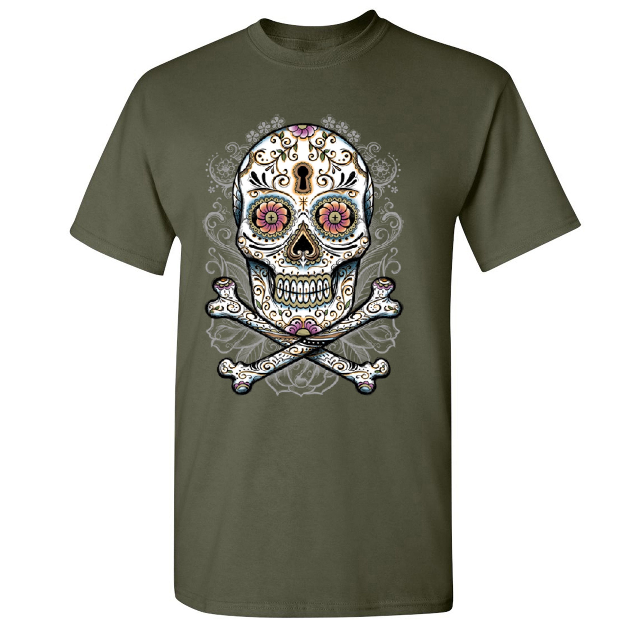 Calavera Sugar Skull T-shirt Mexican Day of the Dead Dia de Muertos Men's Tee - Picture 55 of 65