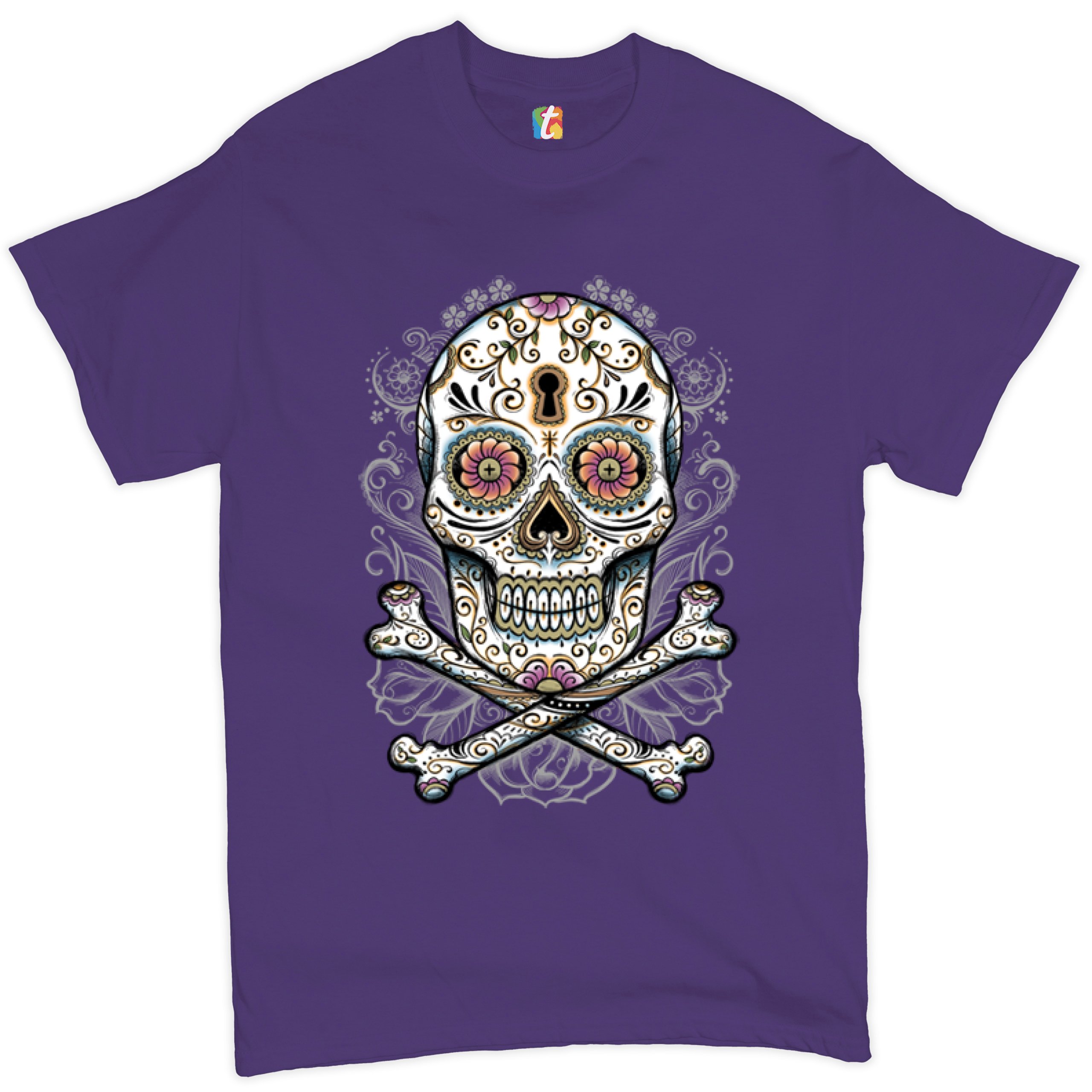 Calavera Sugar Skull T-shirt Mexican Day of the Dead Dia de Muertos Men's Tee - Picture 18 of 65