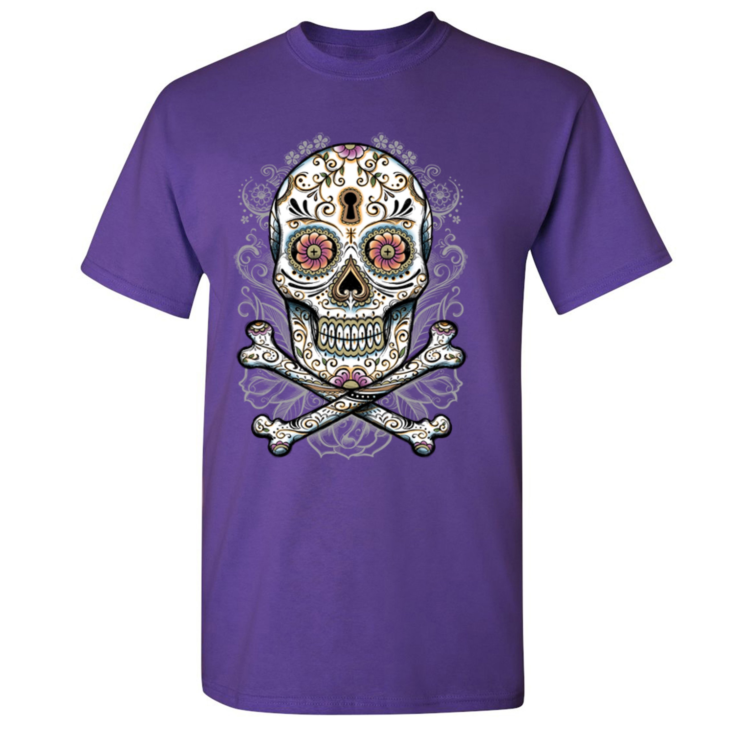 Calavera Sugar Skull T-shirt Mexican Day of the Dead Dia de Muertos Men's Tee - Picture 19 of 65